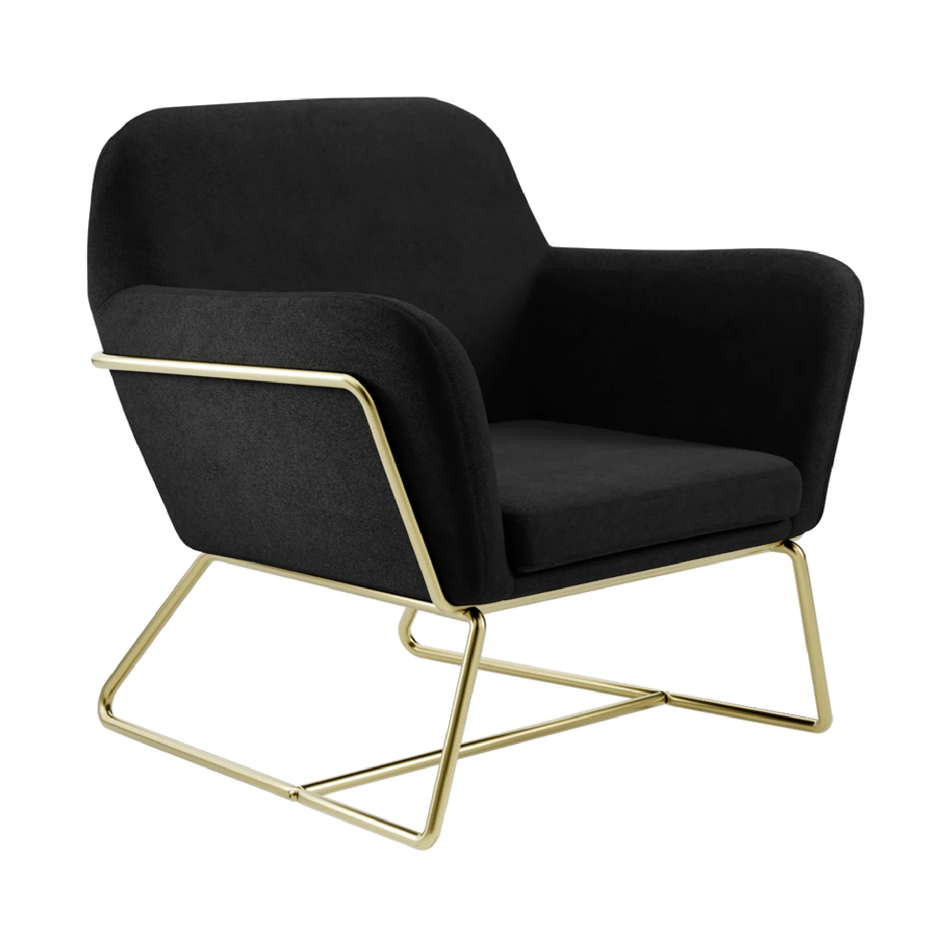 Charles Velvet Armchair | Black/Brushed Gold - Image 3