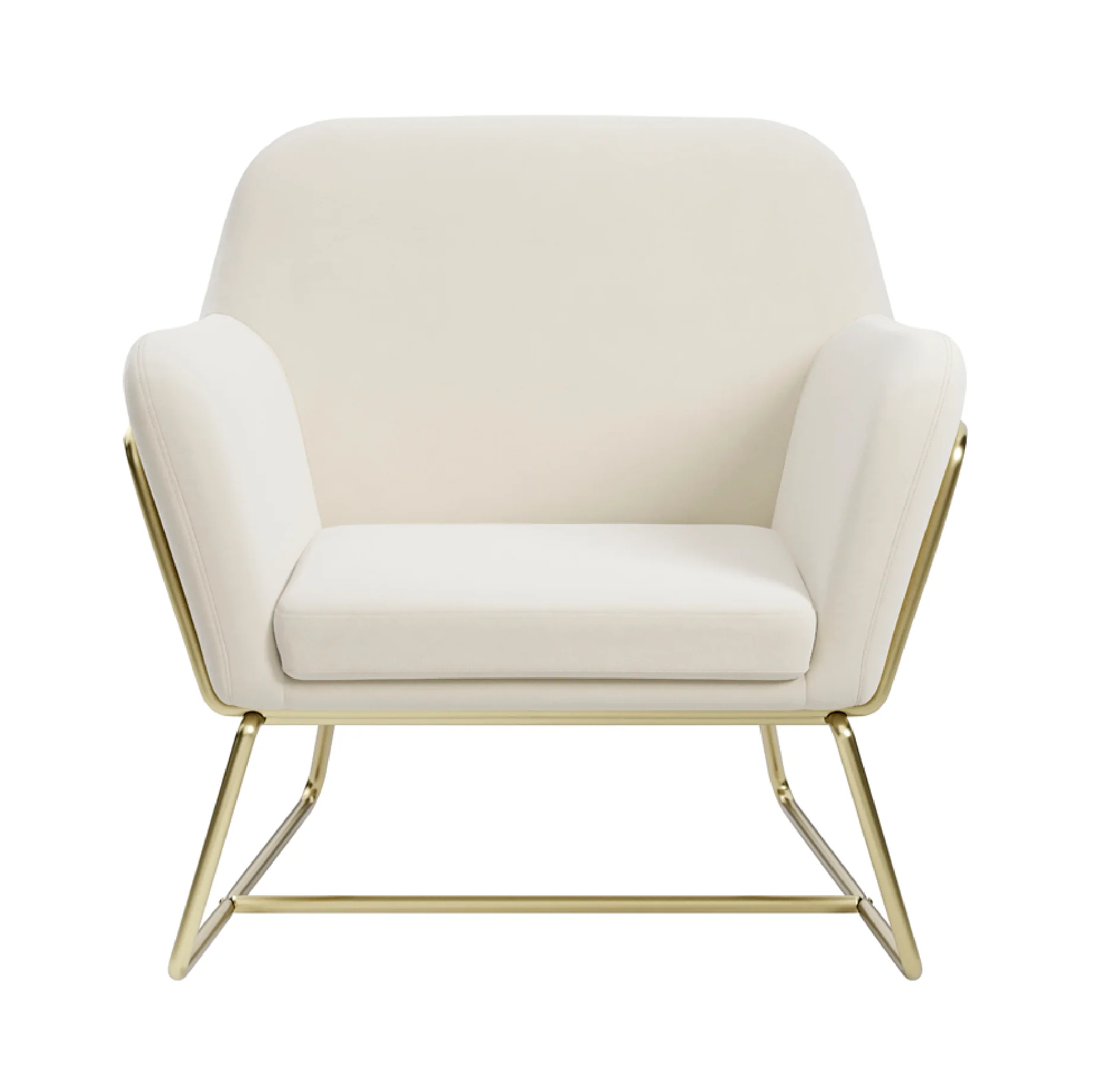Charles Velvet Armchair | Cream/Brushed Gold - Image 2