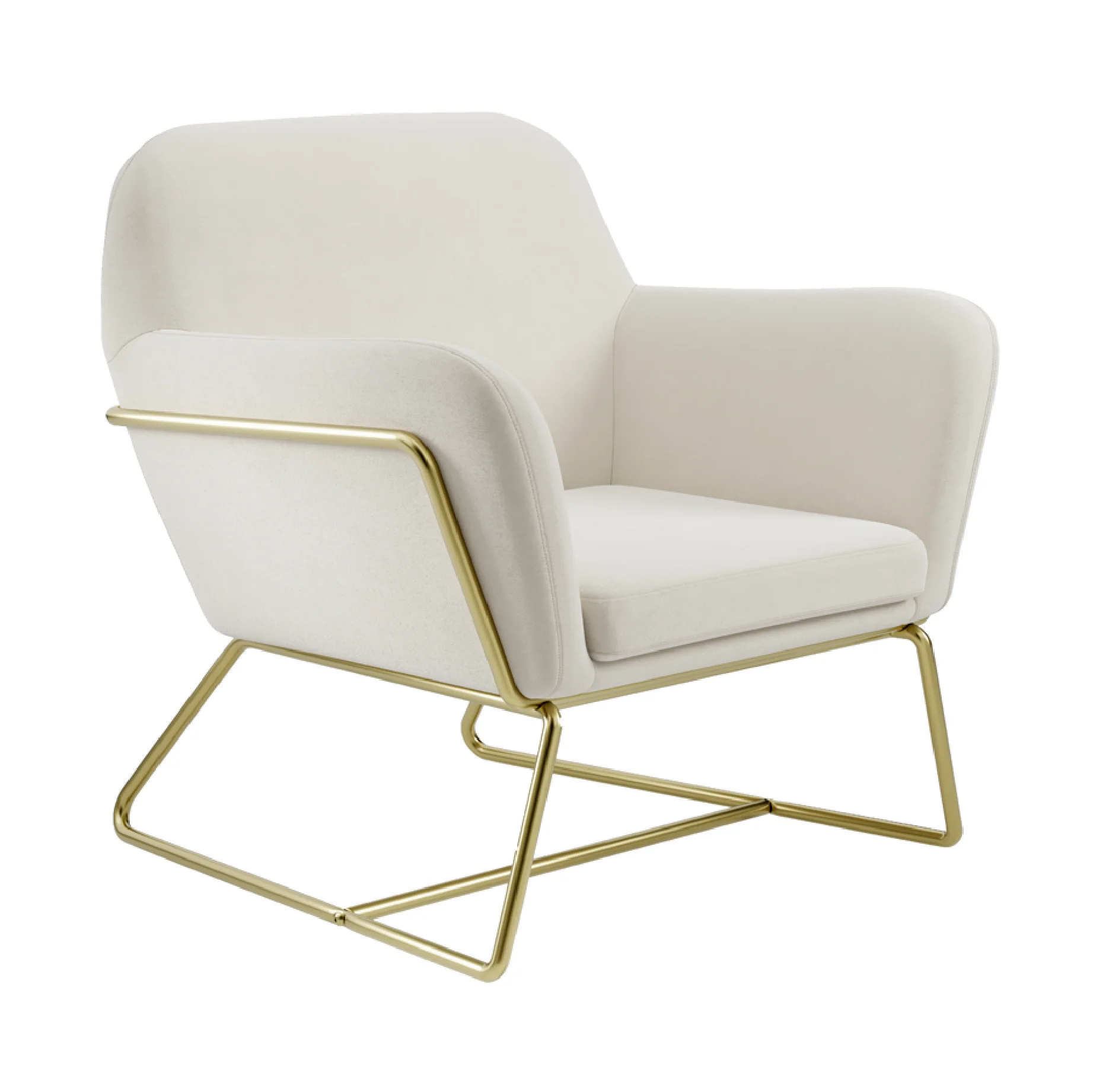 Charles Velvet Armchair | Cream/Brushed Gold - Image 3