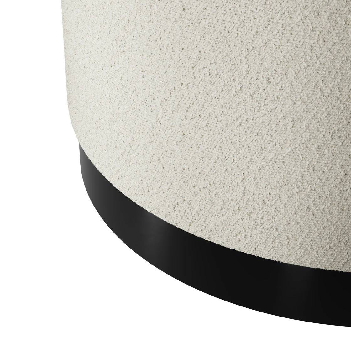 Lara Boucle Pouffe | Ivory/Matte Black | Large - Image 2
