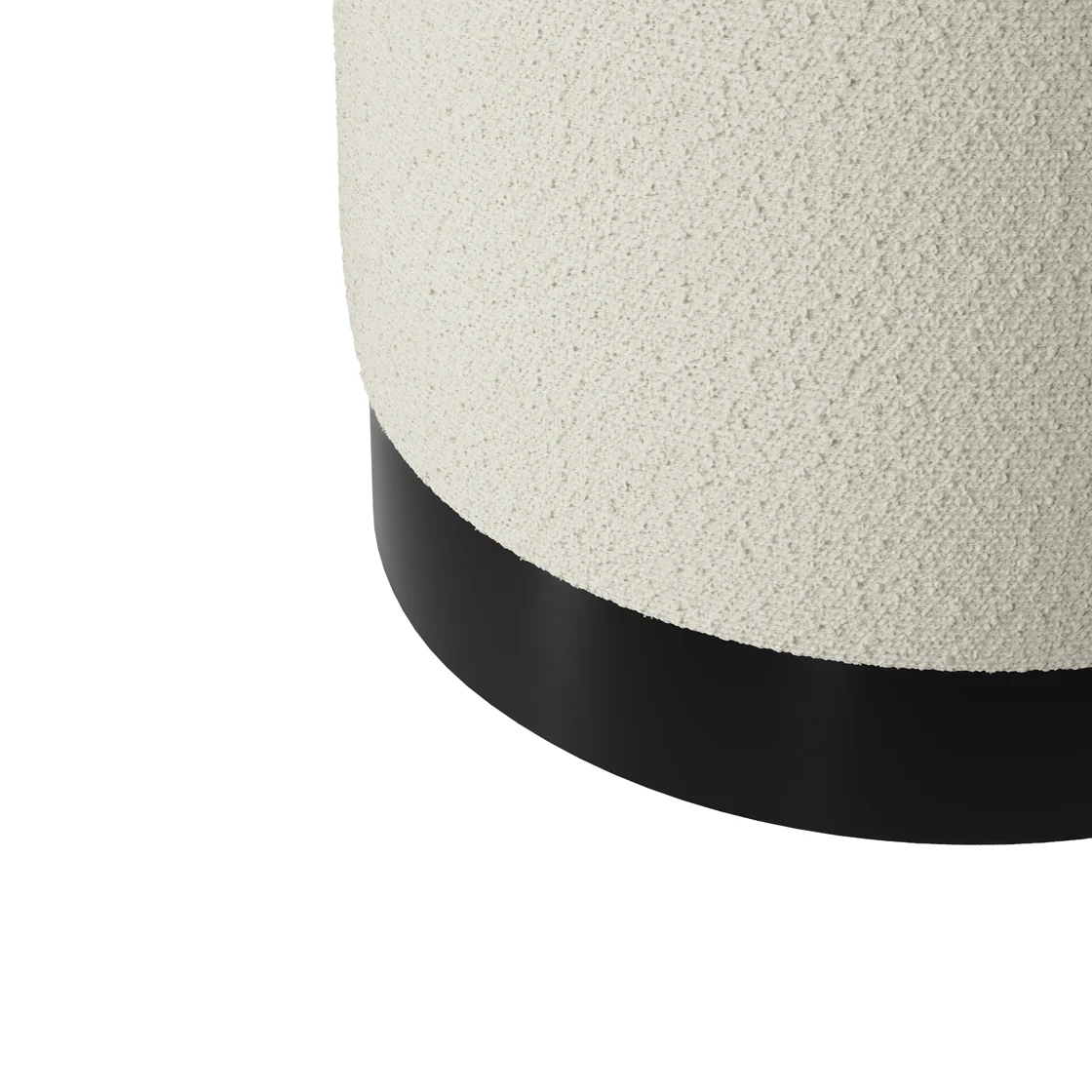 Lara Boucle Pouffe | Ivory/Matte Black | Small - Image 3