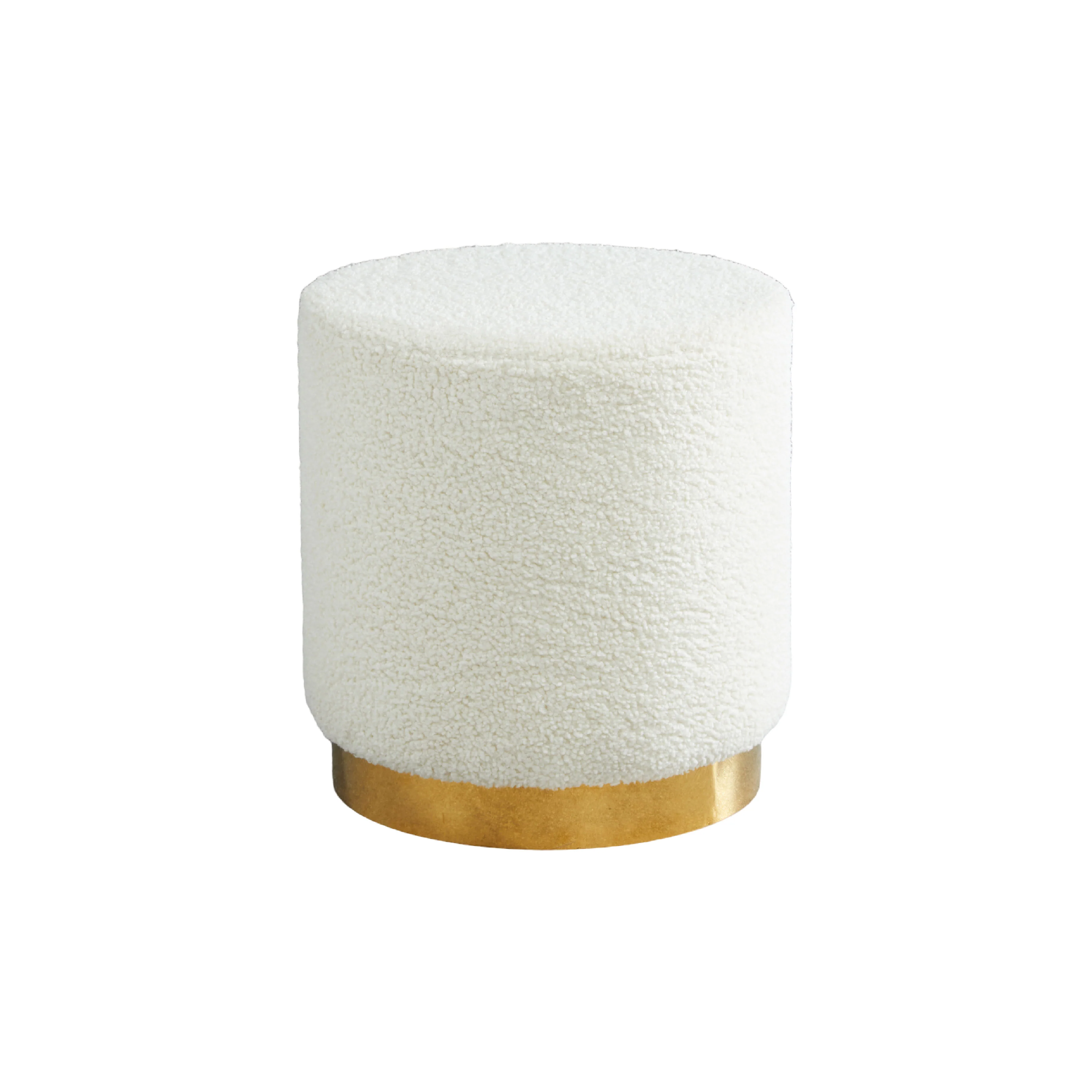 Lara Boucle Pouffe | White/Gold | Small - Image 2