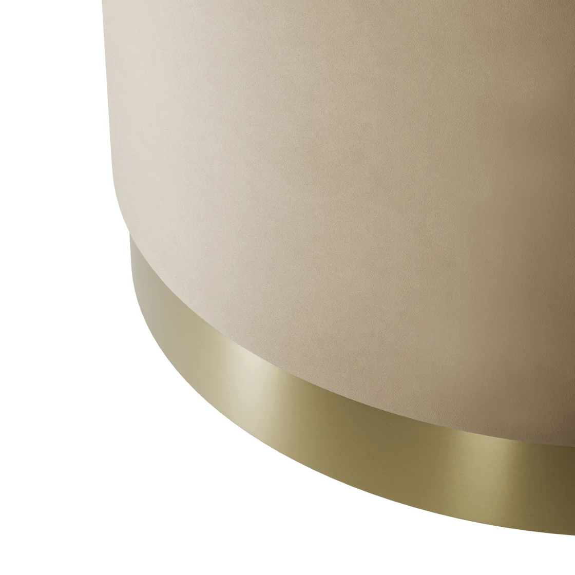 Lara Velvet Pouffe | Beige/Brushed Gold | Large - Image 3