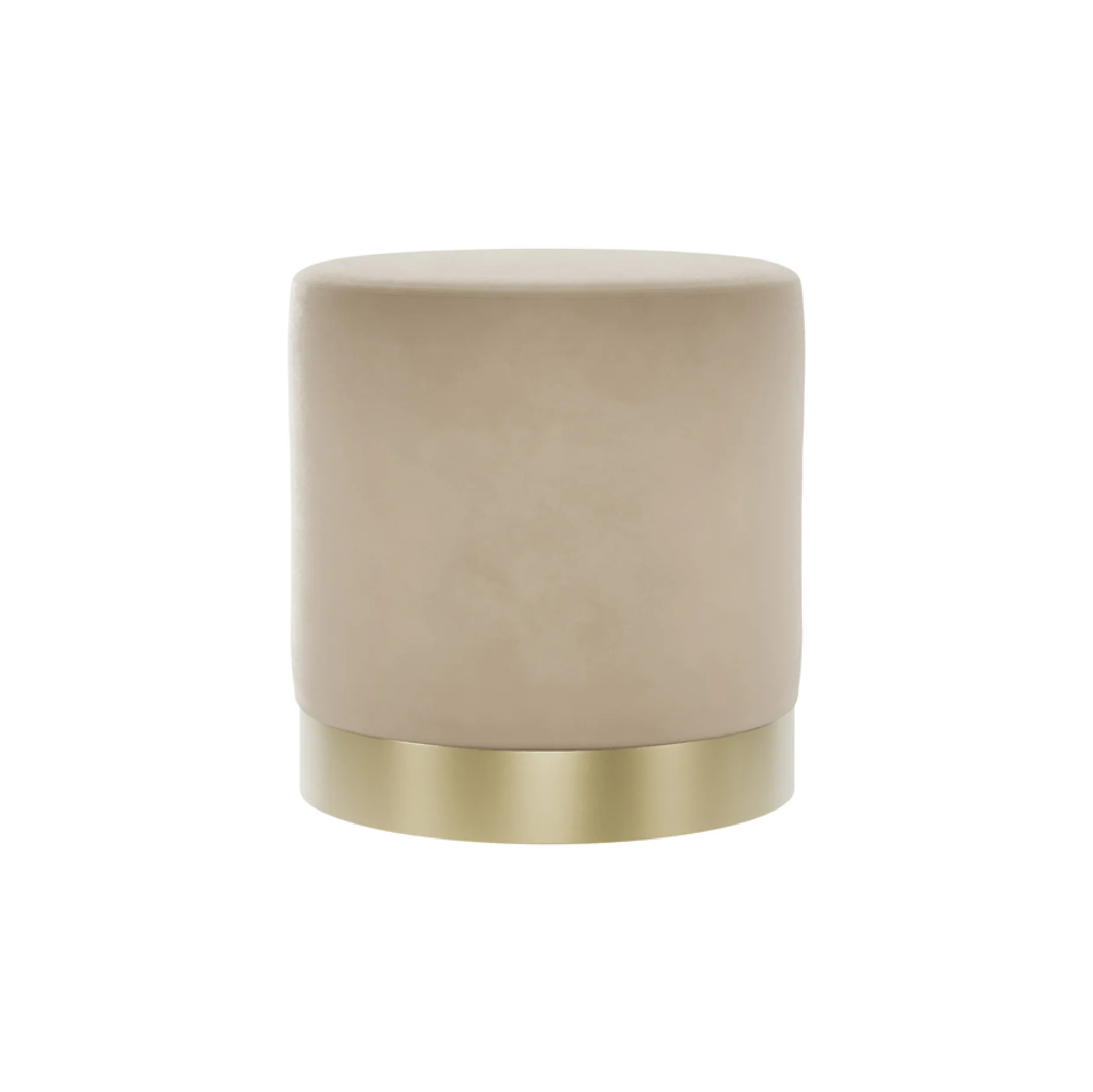 Lara Velvet Pouffe | Beige/Brushed Gold | Small