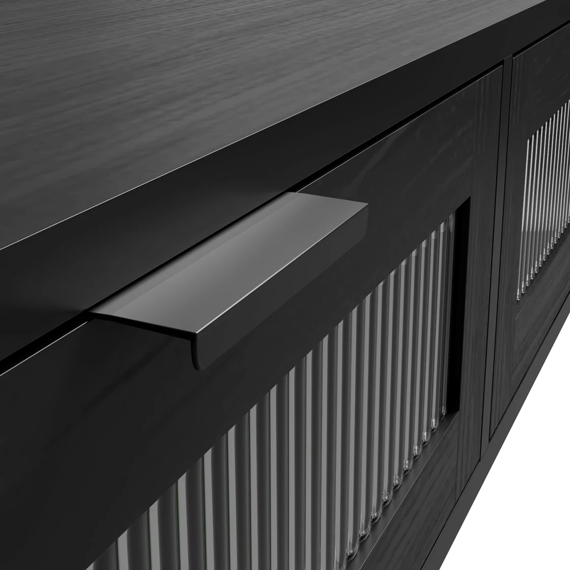 Lincoln Reeded Console Table | Matt Black - Image 2