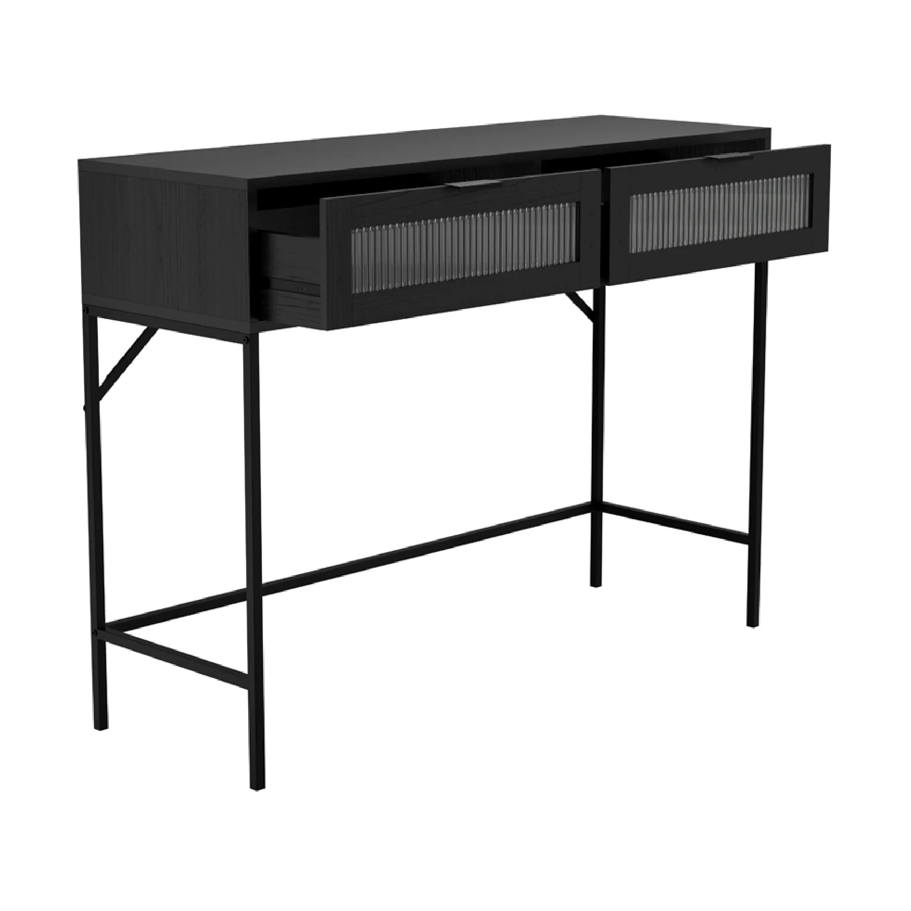Lincoln Reeded Console Table | Matt Black - Image 3