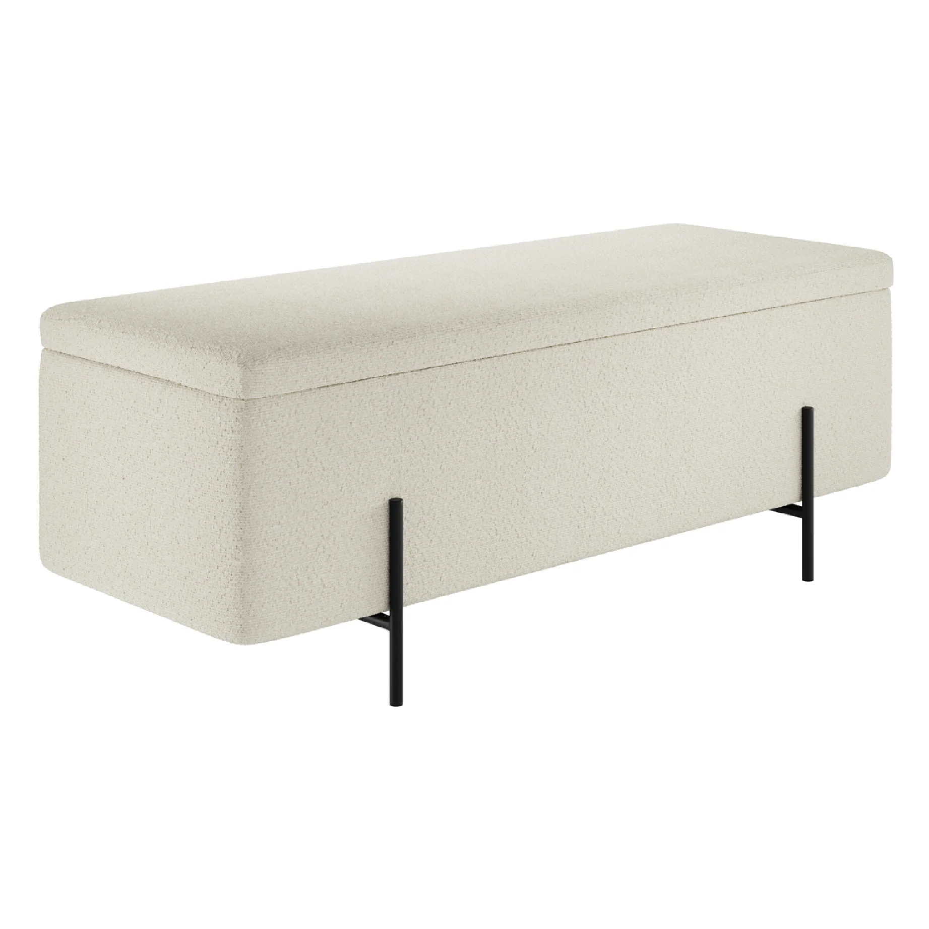 Lola Boucle Storage Ottoman | Ivory/Matt Black - Image 4