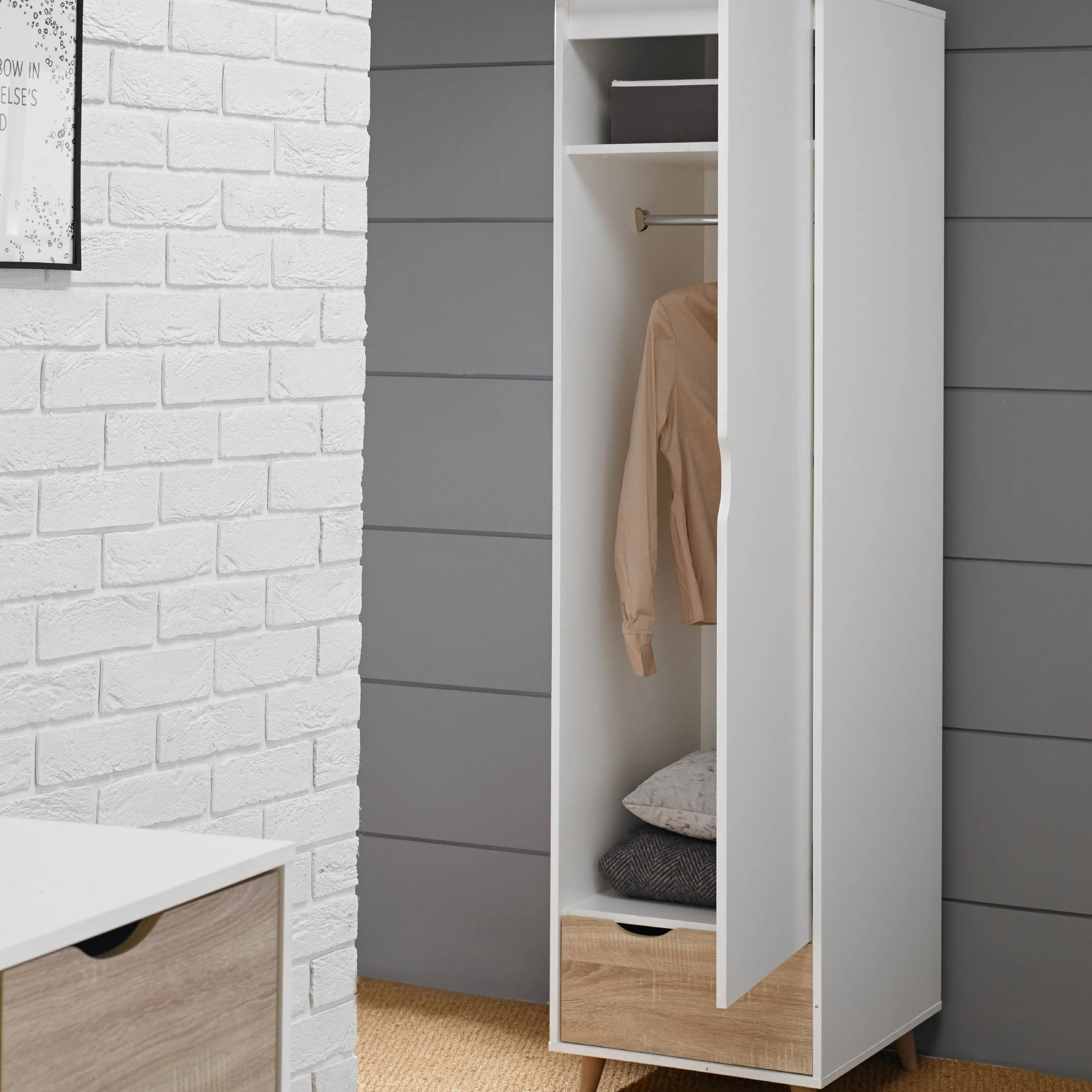 Stockholm 1 Door Wardrobe - Image 5