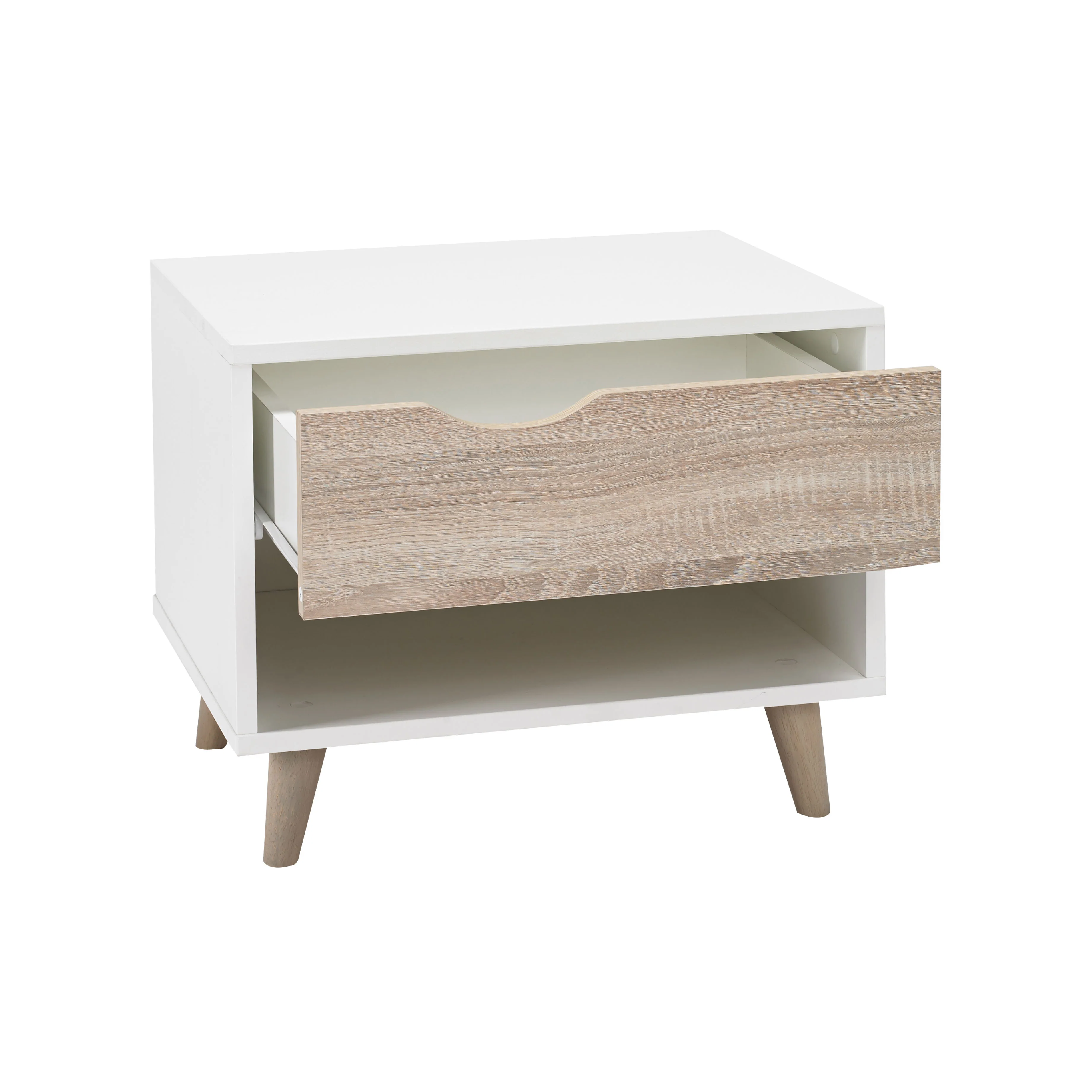 Stockholm 1 Drawer Bedside Cabinet | White Oak - Image 3