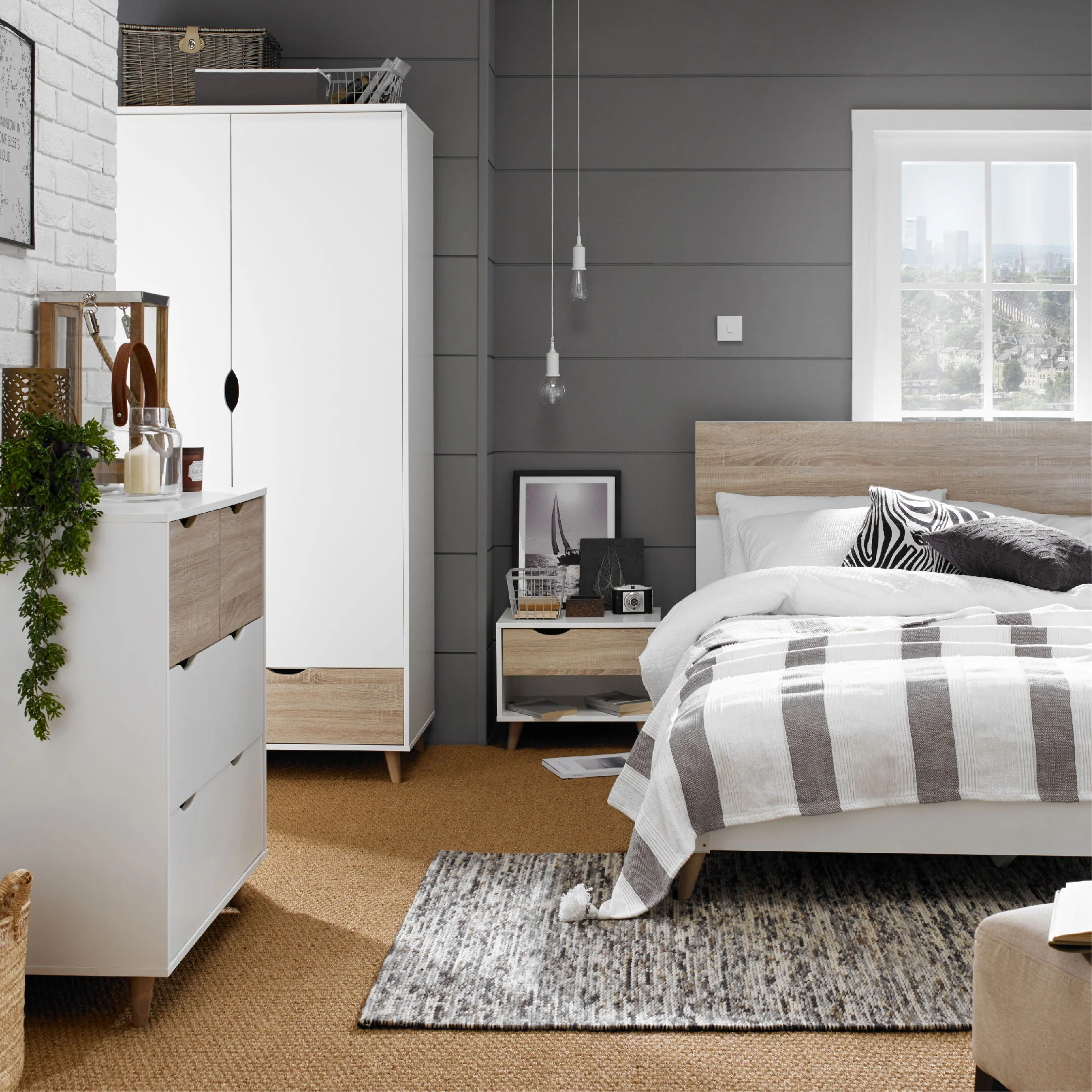 Stockholm 1 Drawer Bedside Cabinet | White Oak - Image 5