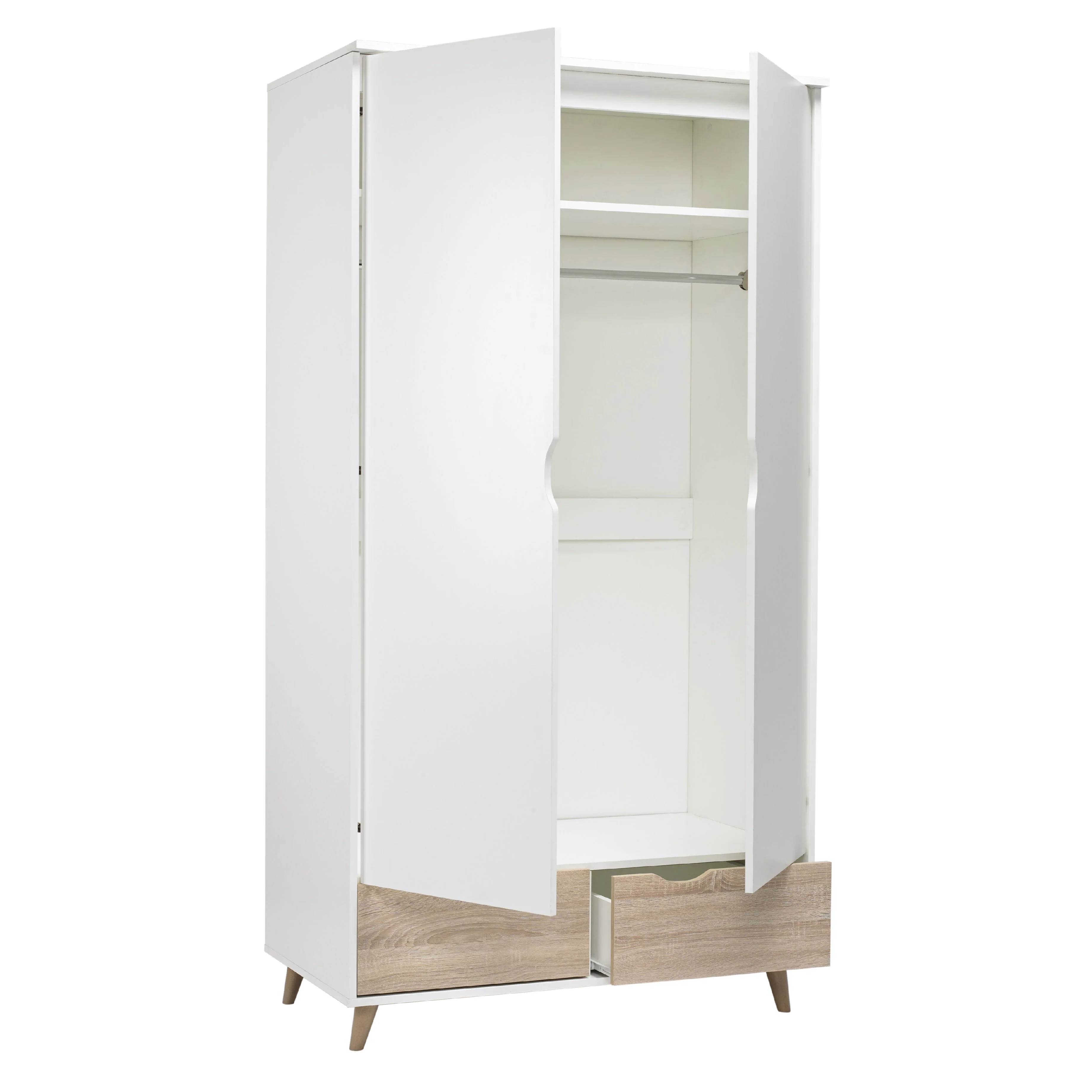 Stockholm 2 Door Wardrobe | White Oak - Image 4