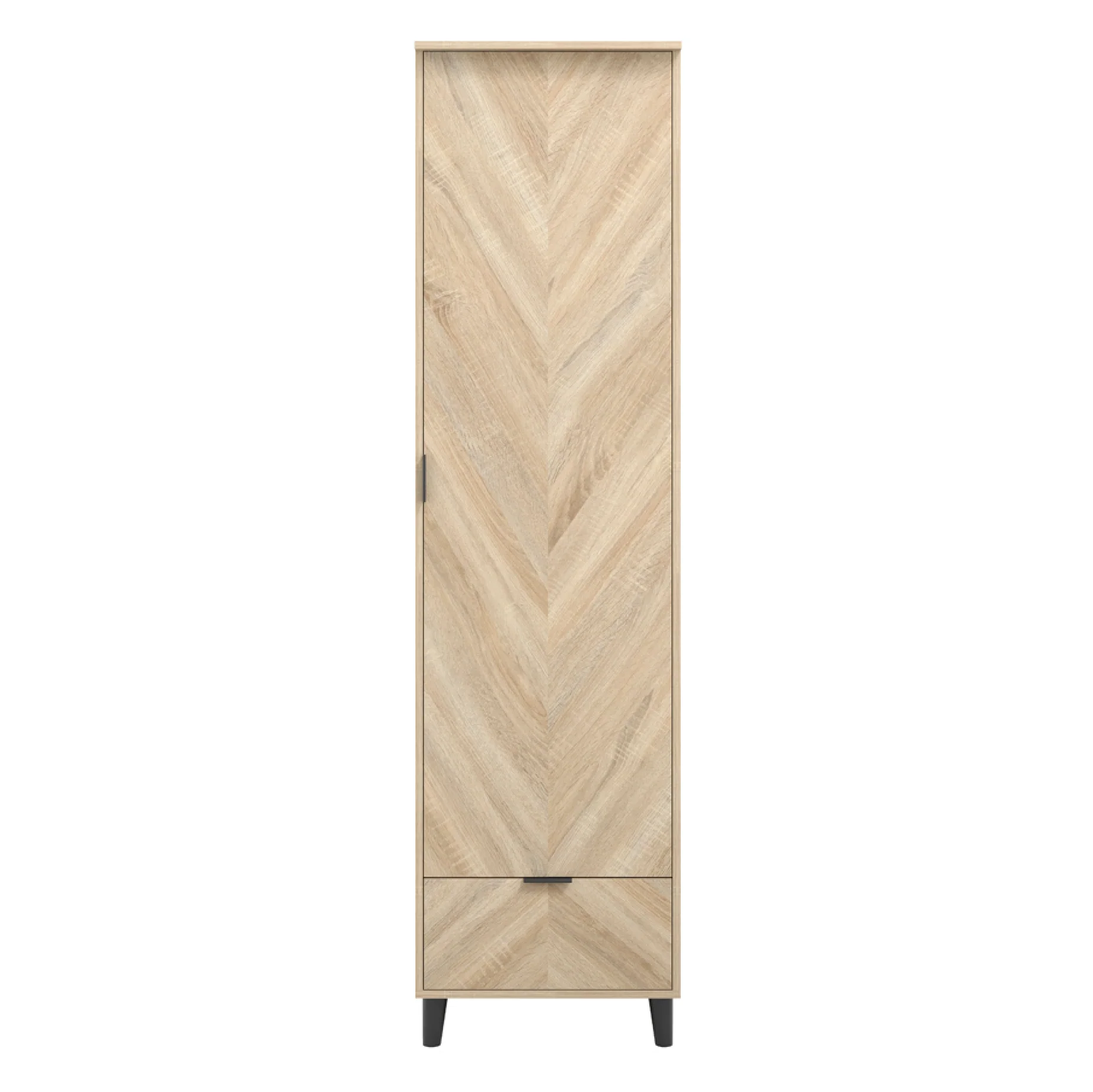 Stockholm Chevron 1 Door Wardrobe | Natural/Black