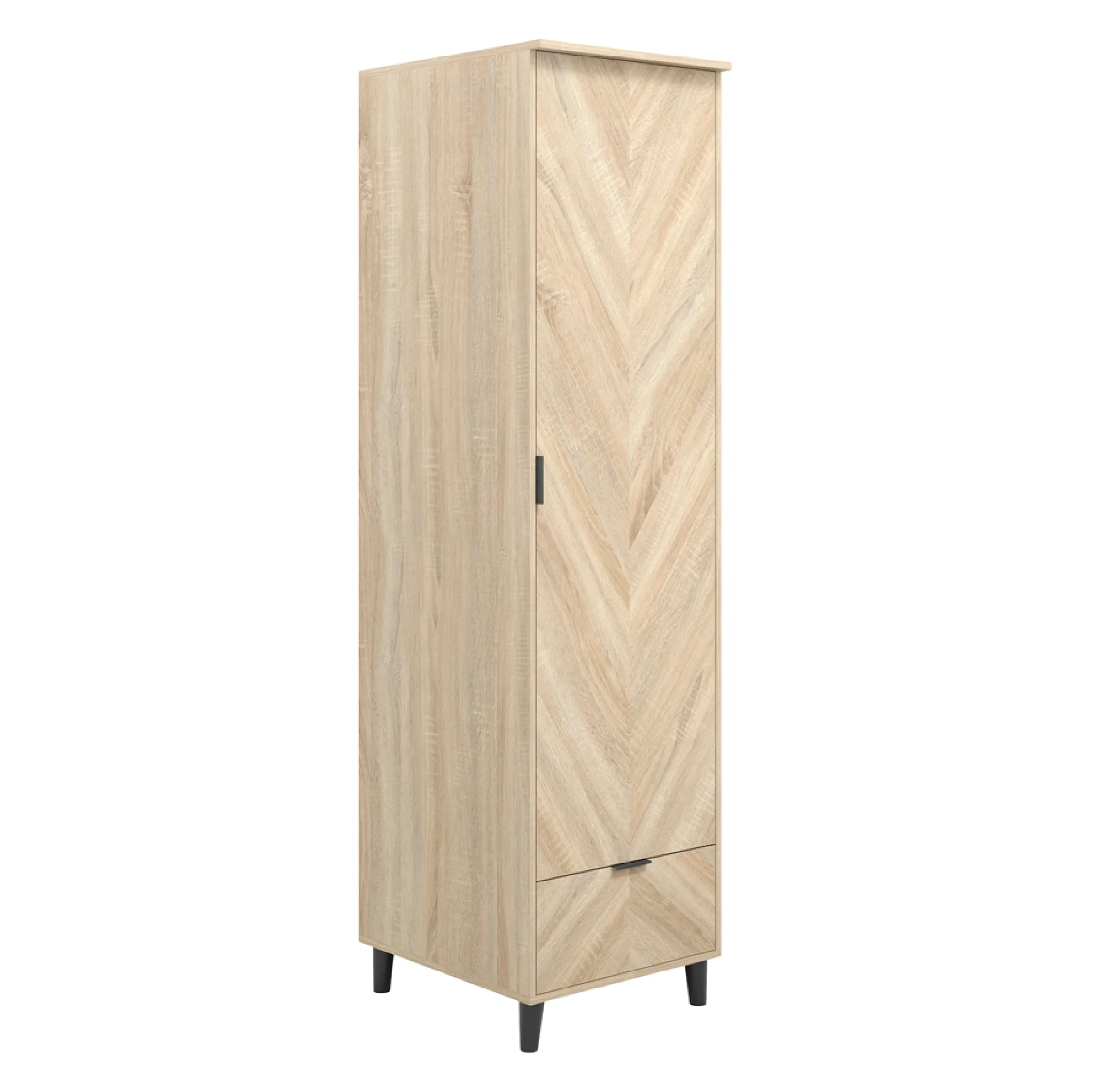 Stockholm Chevron 1 Door Wardrobe | Natural/Black - Image 4