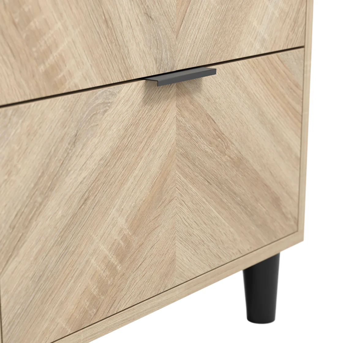 Stockholm Chevron 1 Door Wardrobe | Natural/Black - Image 5