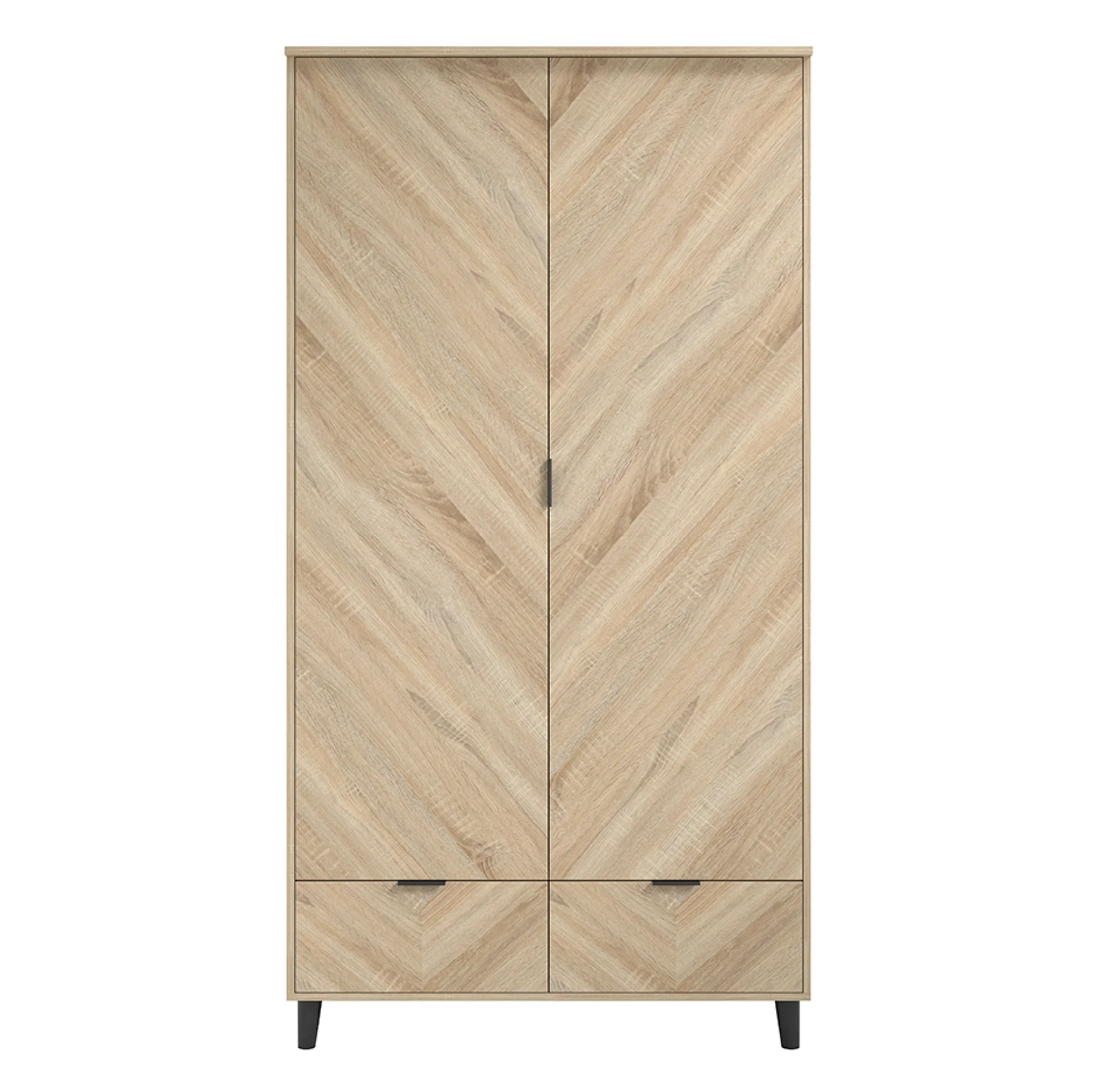 Stockholm Chevron 2 Door Wardrobe | Natural/Black - Image 2