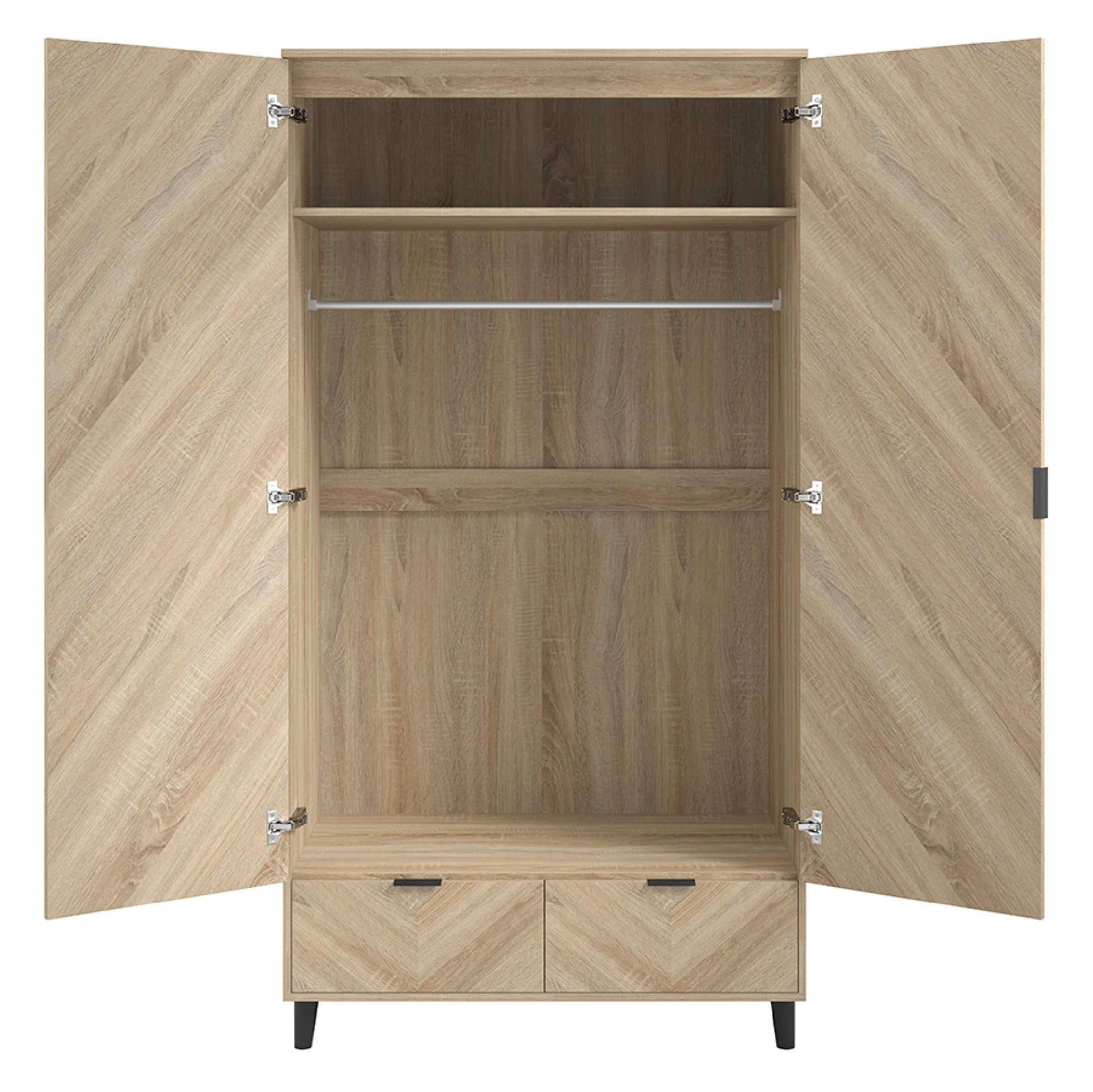 Stockholm Chevron 2 Door Wardrobe | Natural/Black - Image 3