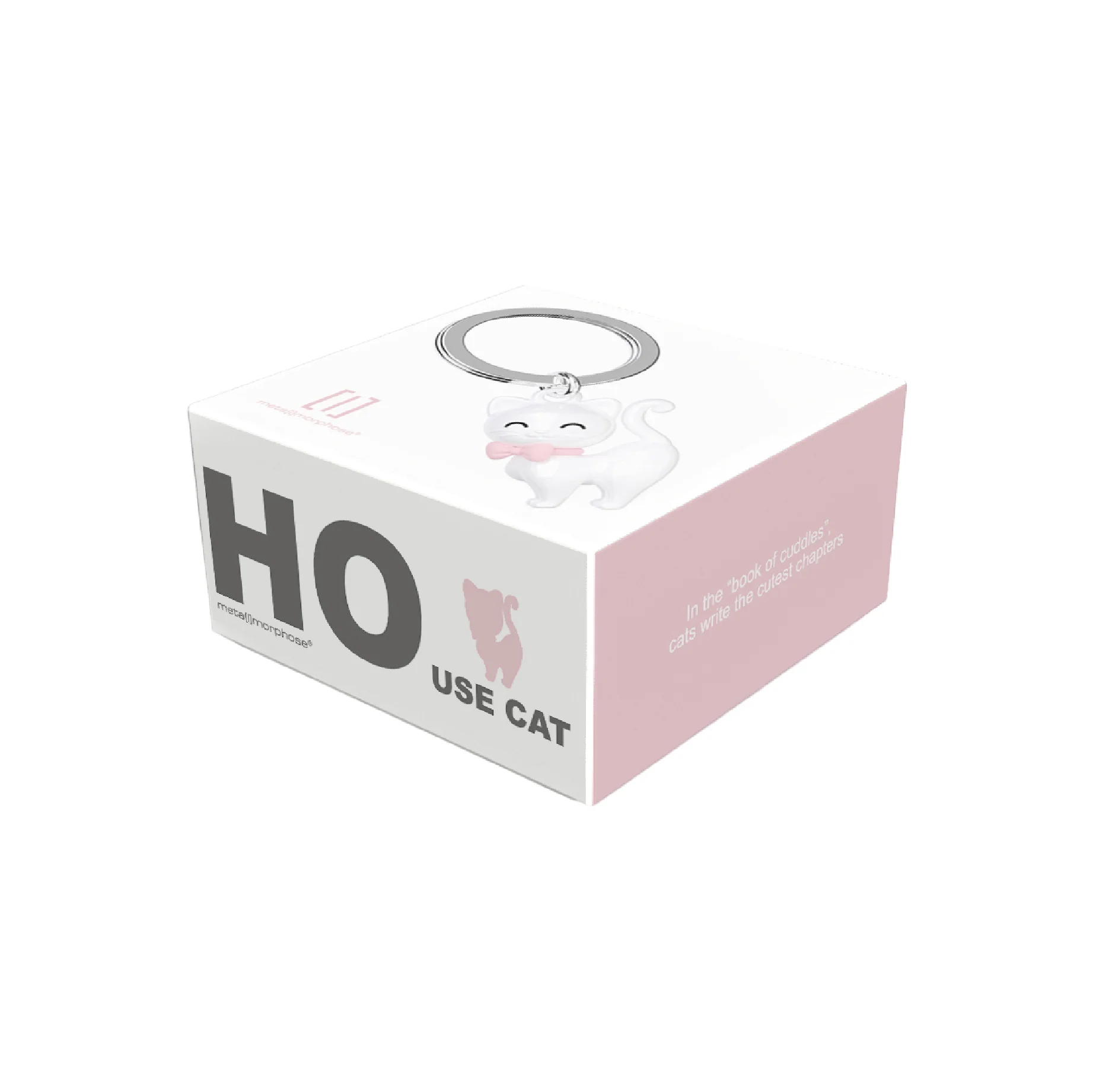 Angora Cat with Bow Keyring | White & Pink - Image 5