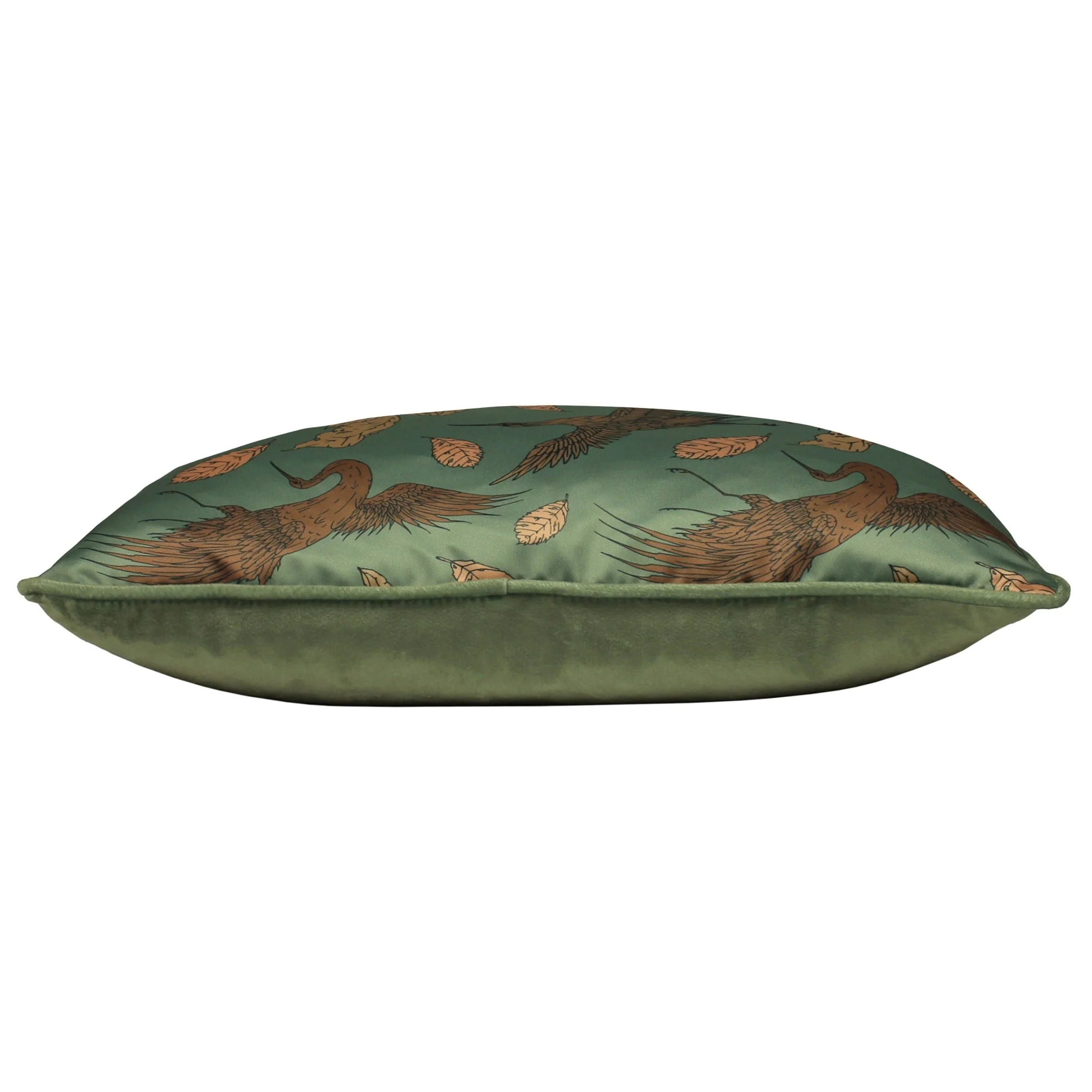 Satin Crane Cushion | Green | 45x45cm - Image 3