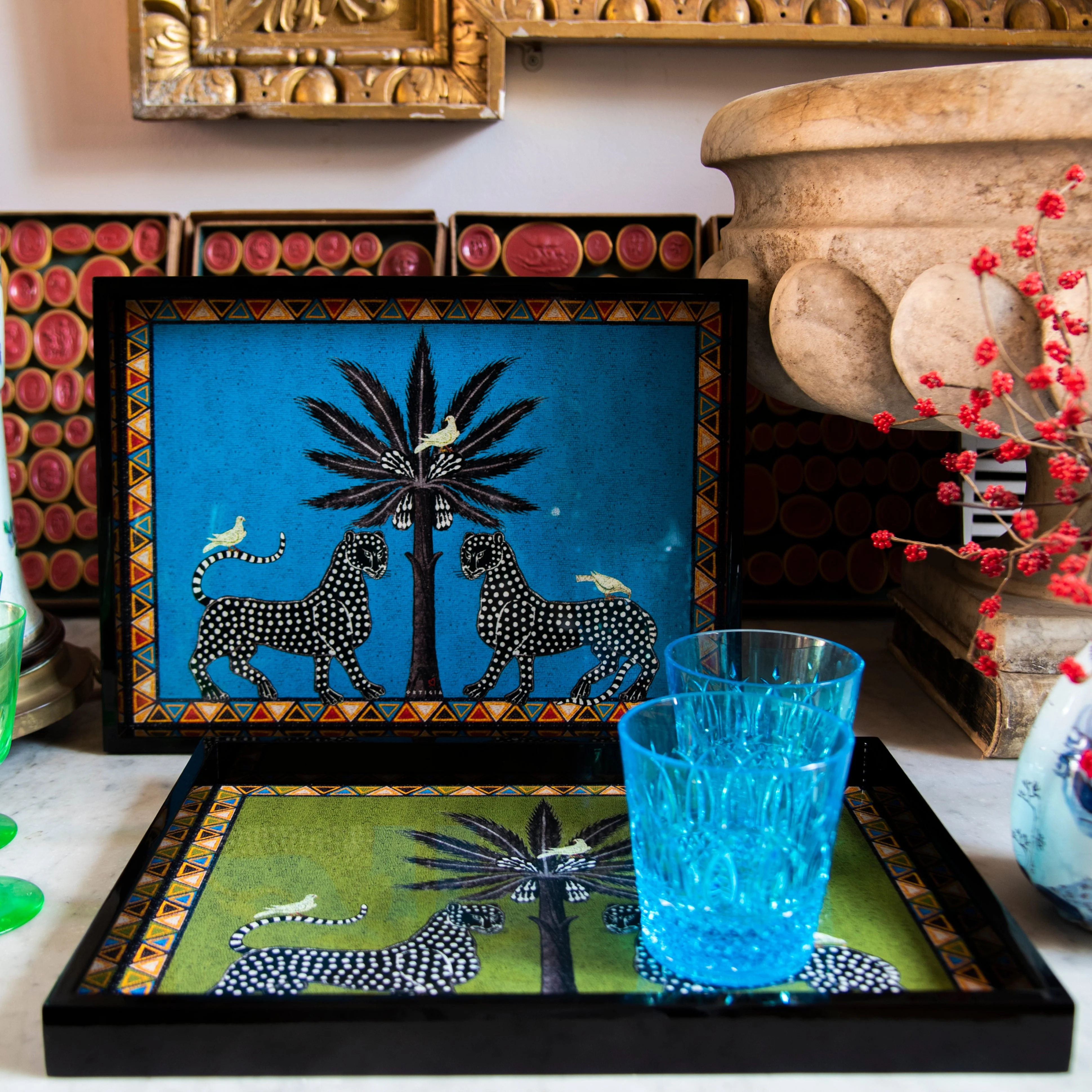 Mosaic Serving Tray | Green | Large - Image 4