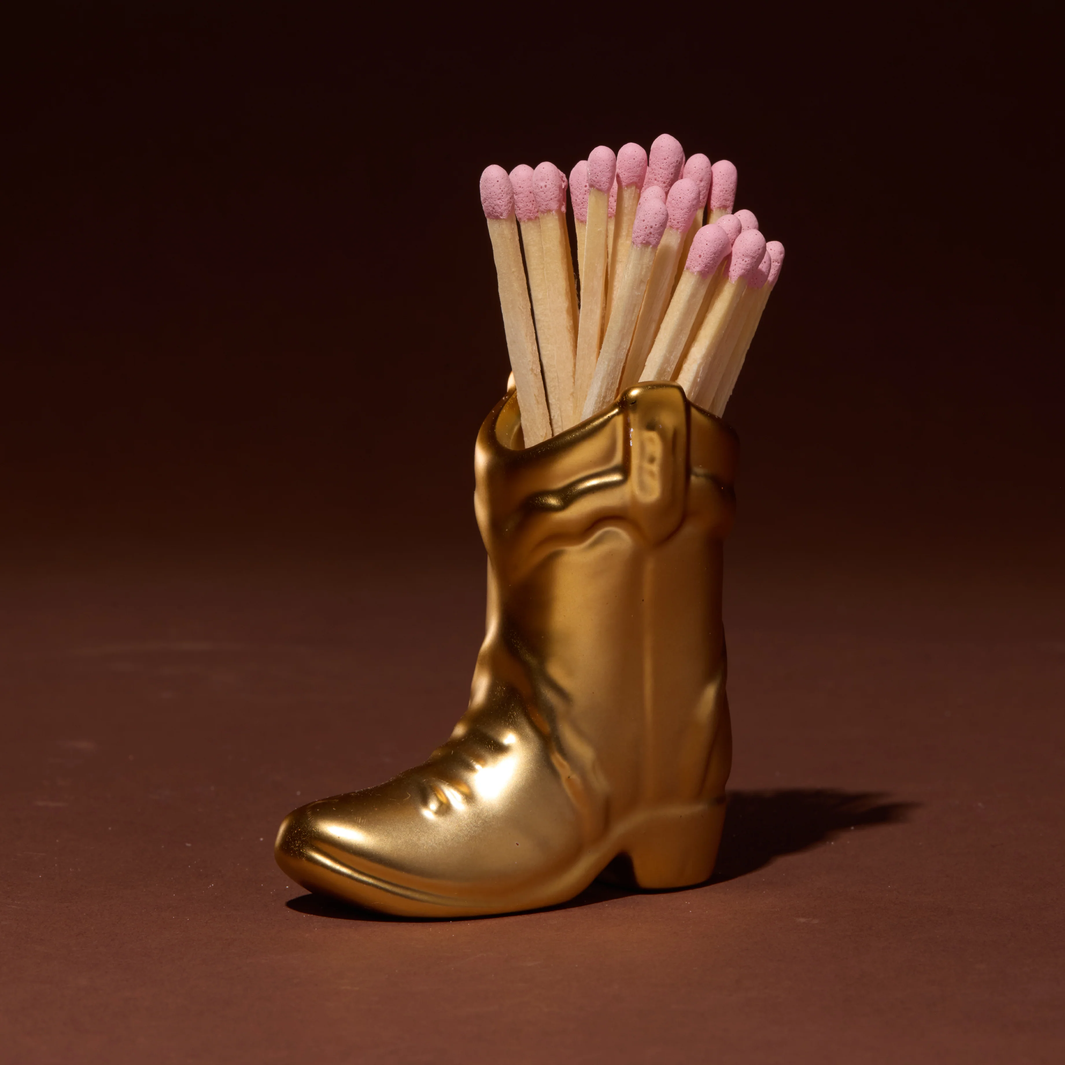 Nashville Cowboy Boot Matchstick Holder with 25 Matches | Gold - Image 2