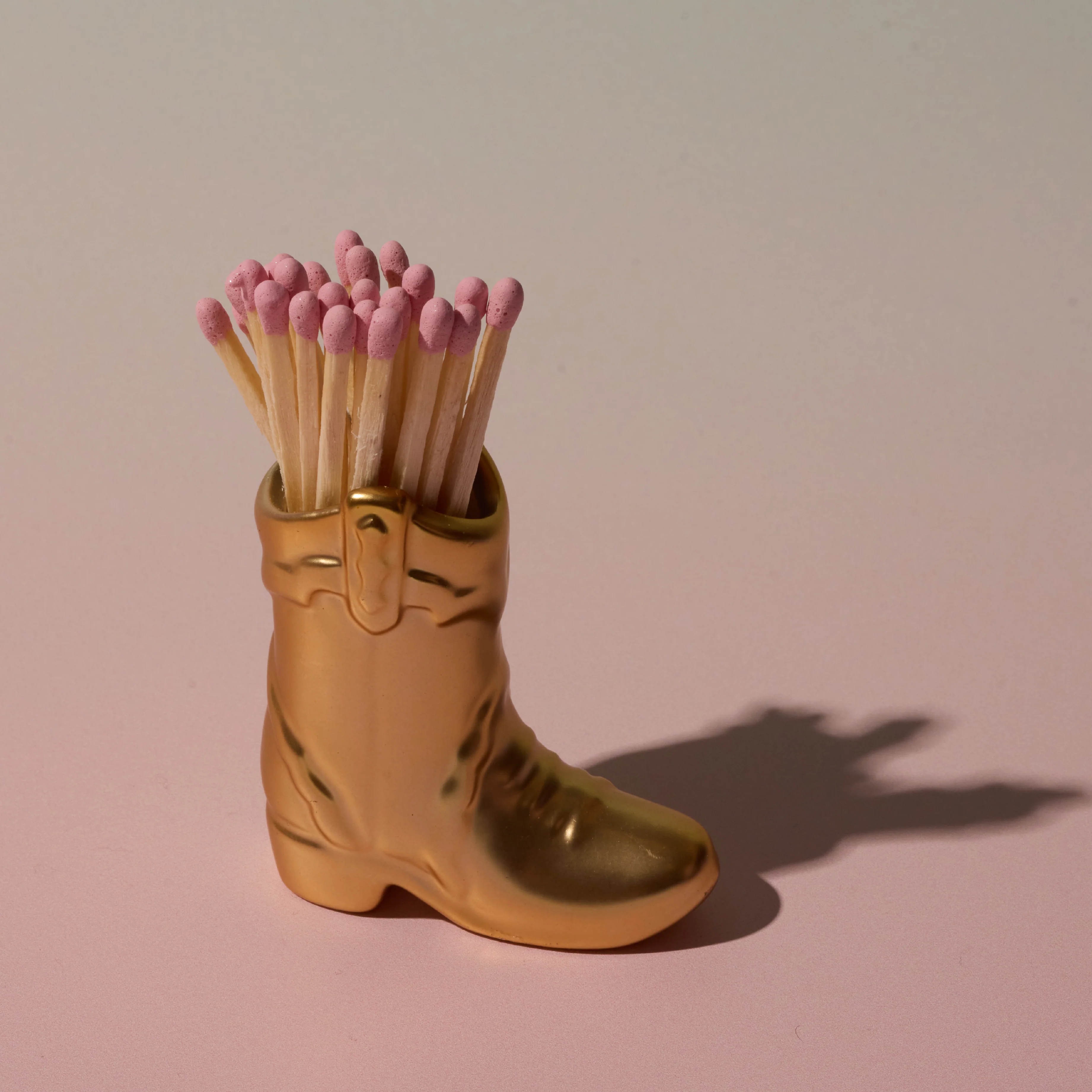 Nashville Cowboy Boot Matchstick Holder with 25 Matches | Gold - Image 3