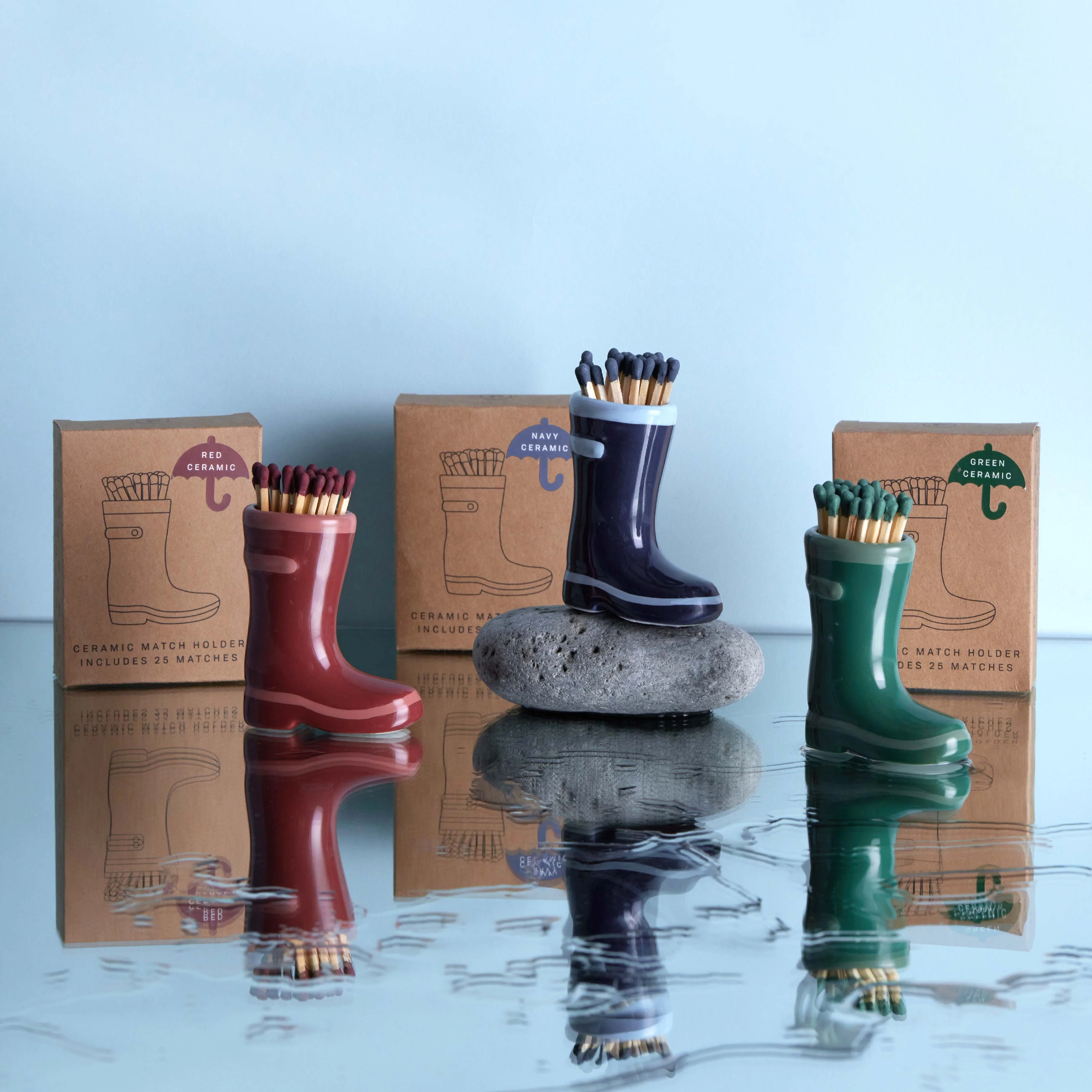 Wellington Boot Matchstick Holder with 25 Matches | Green - Image 3