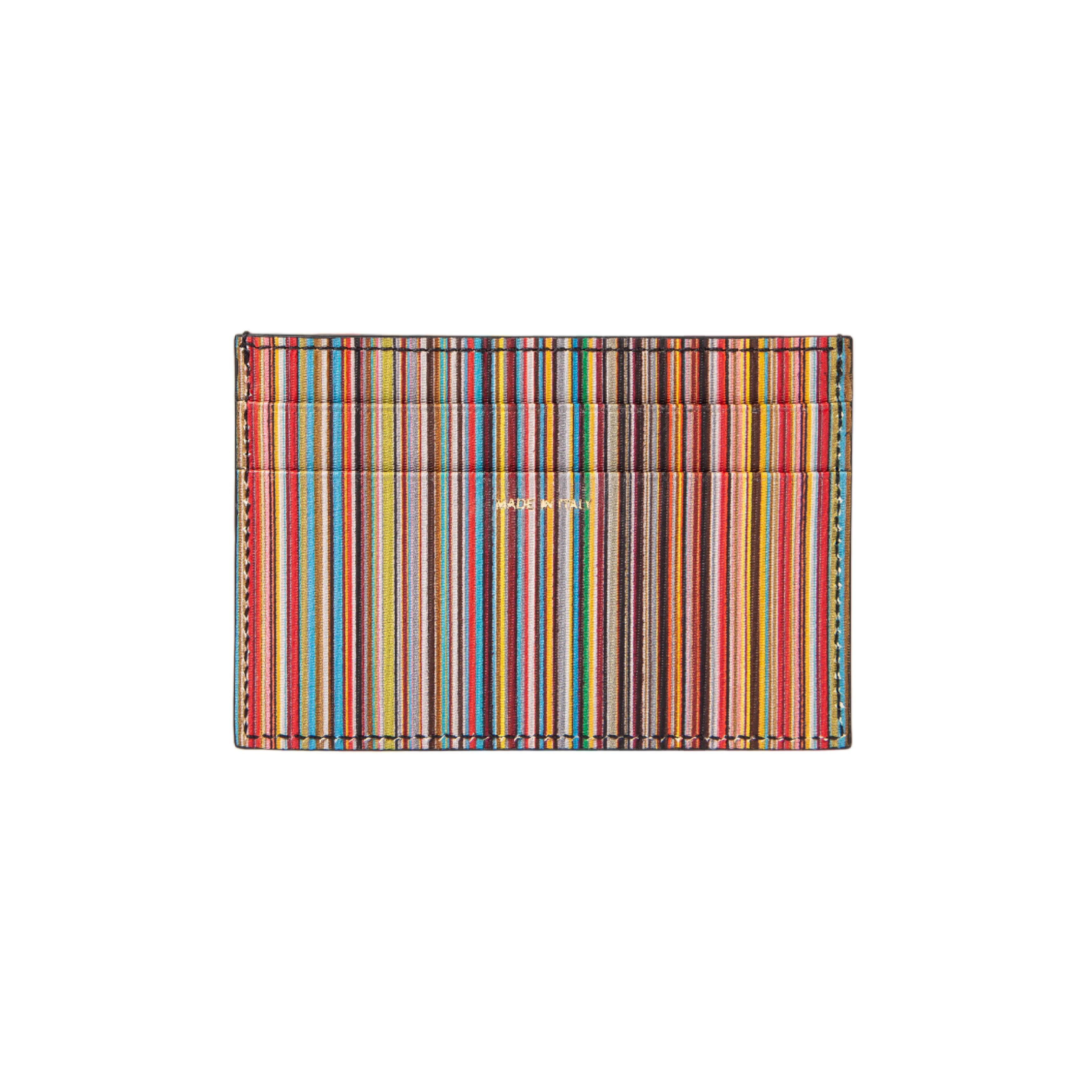 Men's Leather 'Signature Stripe' Card Holder | Black - Image 3