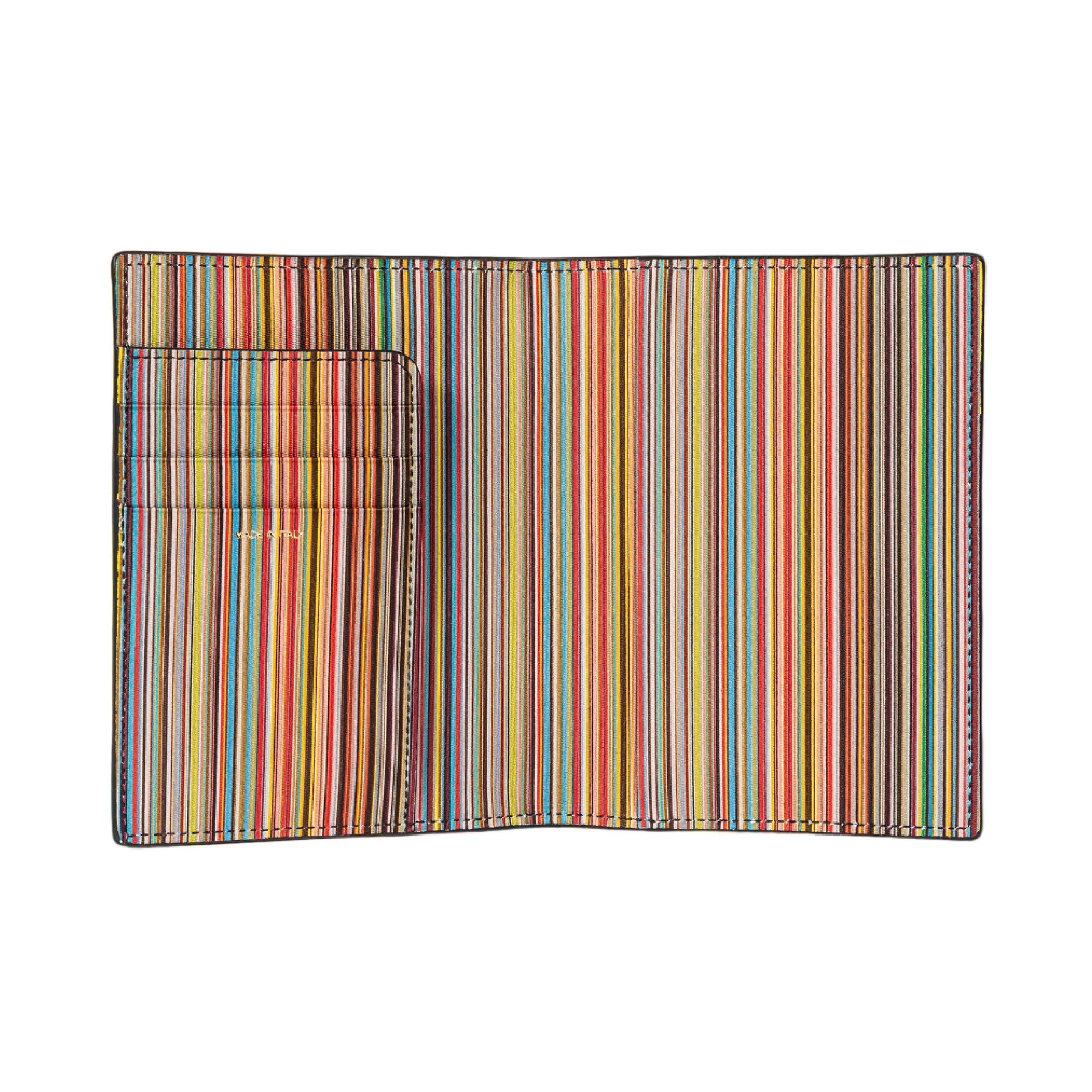 Men's Leather 'Signature Stripe' Passport Holder | Black - Image 3