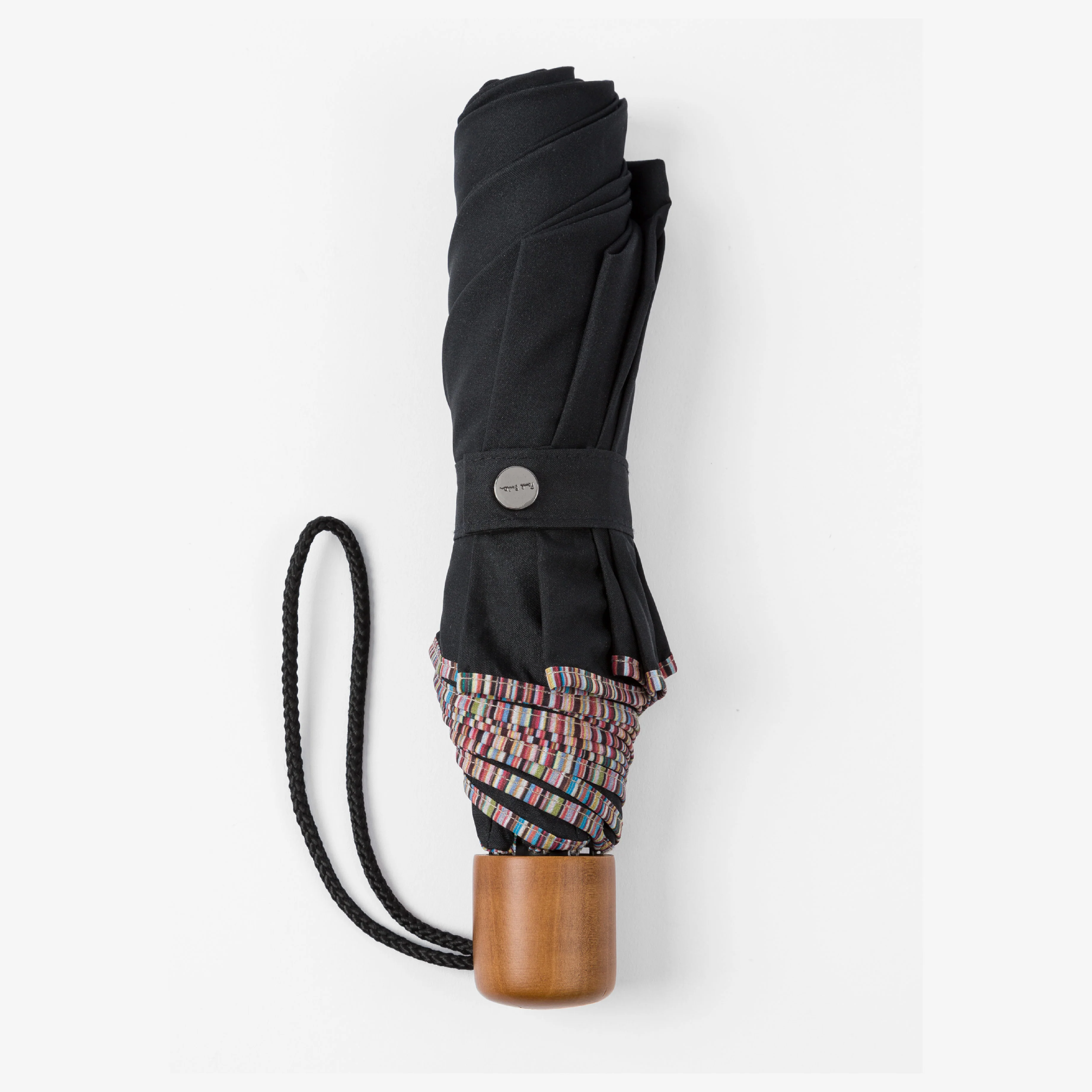 'Signature Stripe' Telescopic Umbrella | Black - Image 4