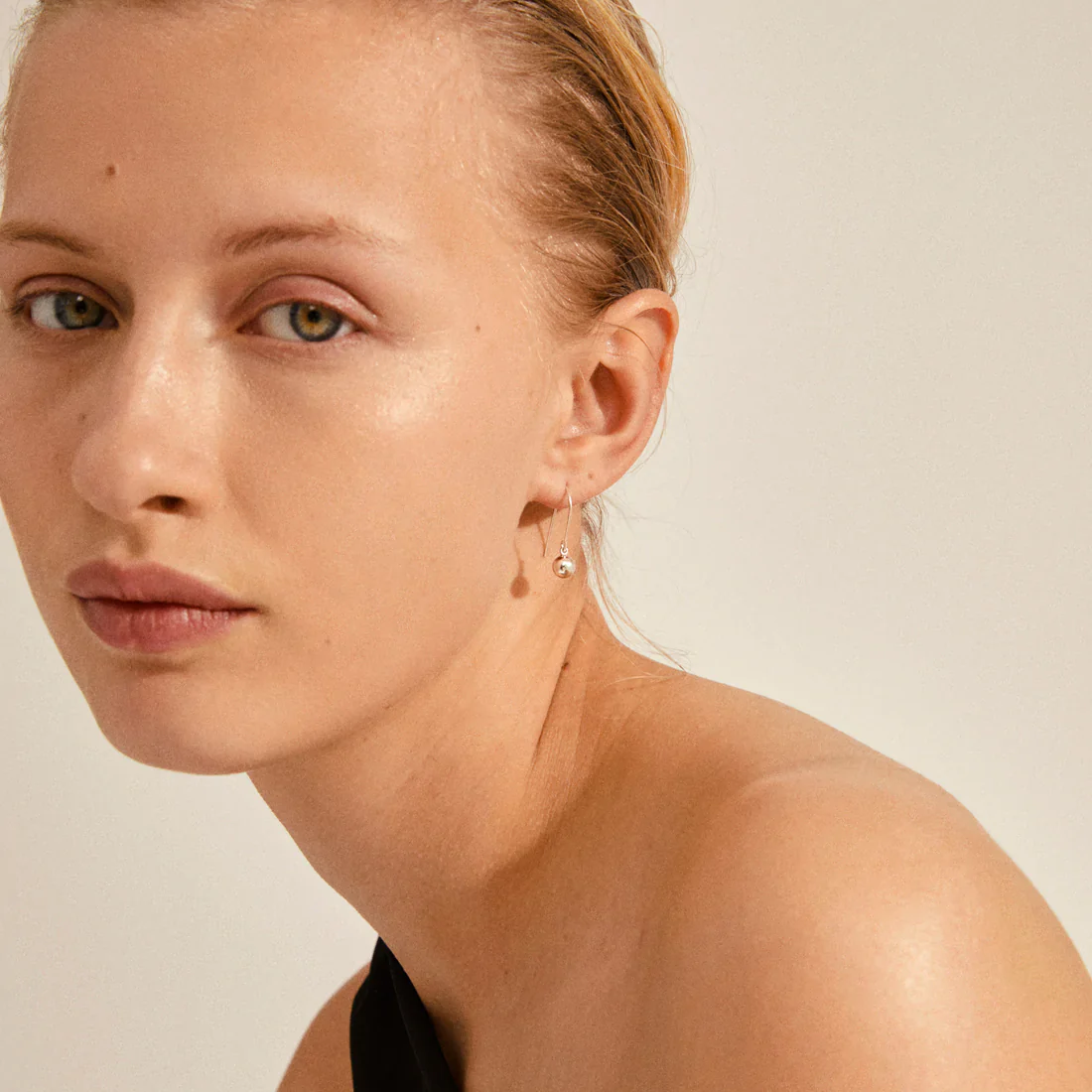 Erna Globe Pendant Hook Earrings | Silver Plated - Image 2