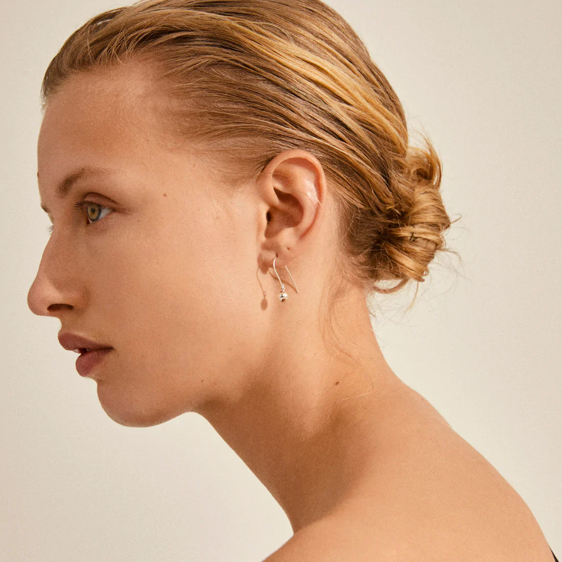 Erna Globe Pendant Hook Earrings | Silver Plated - Image 3