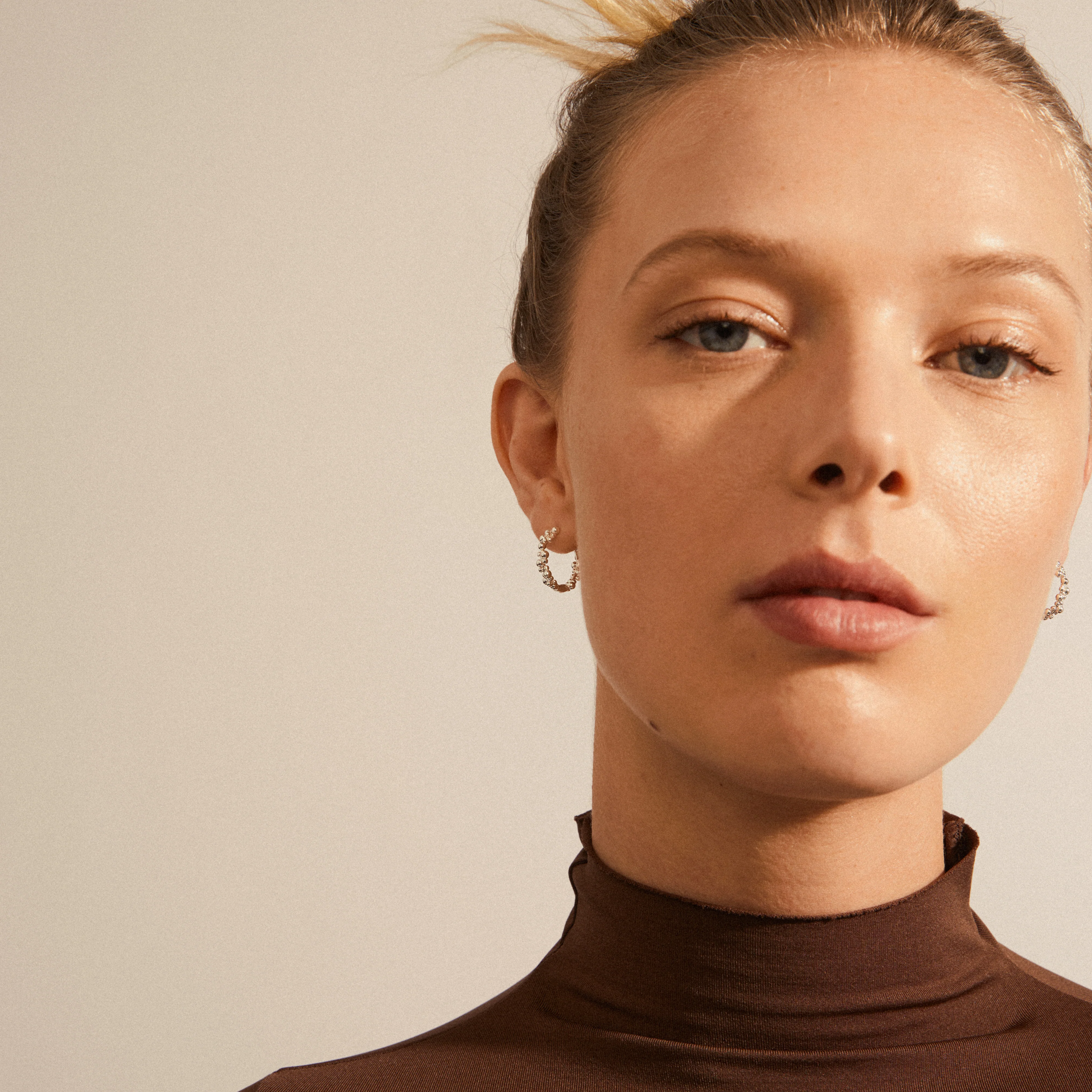 Solidarity Recycled Small Bubble Hoop Earrings | Silver Plated - Image 3