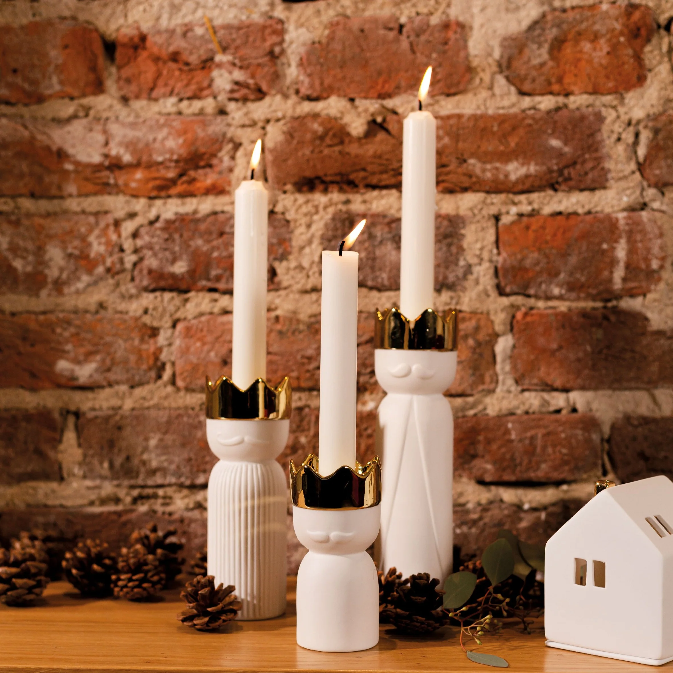 Caspar Candlestick Holder | White/Gold | 12cm - Image 2