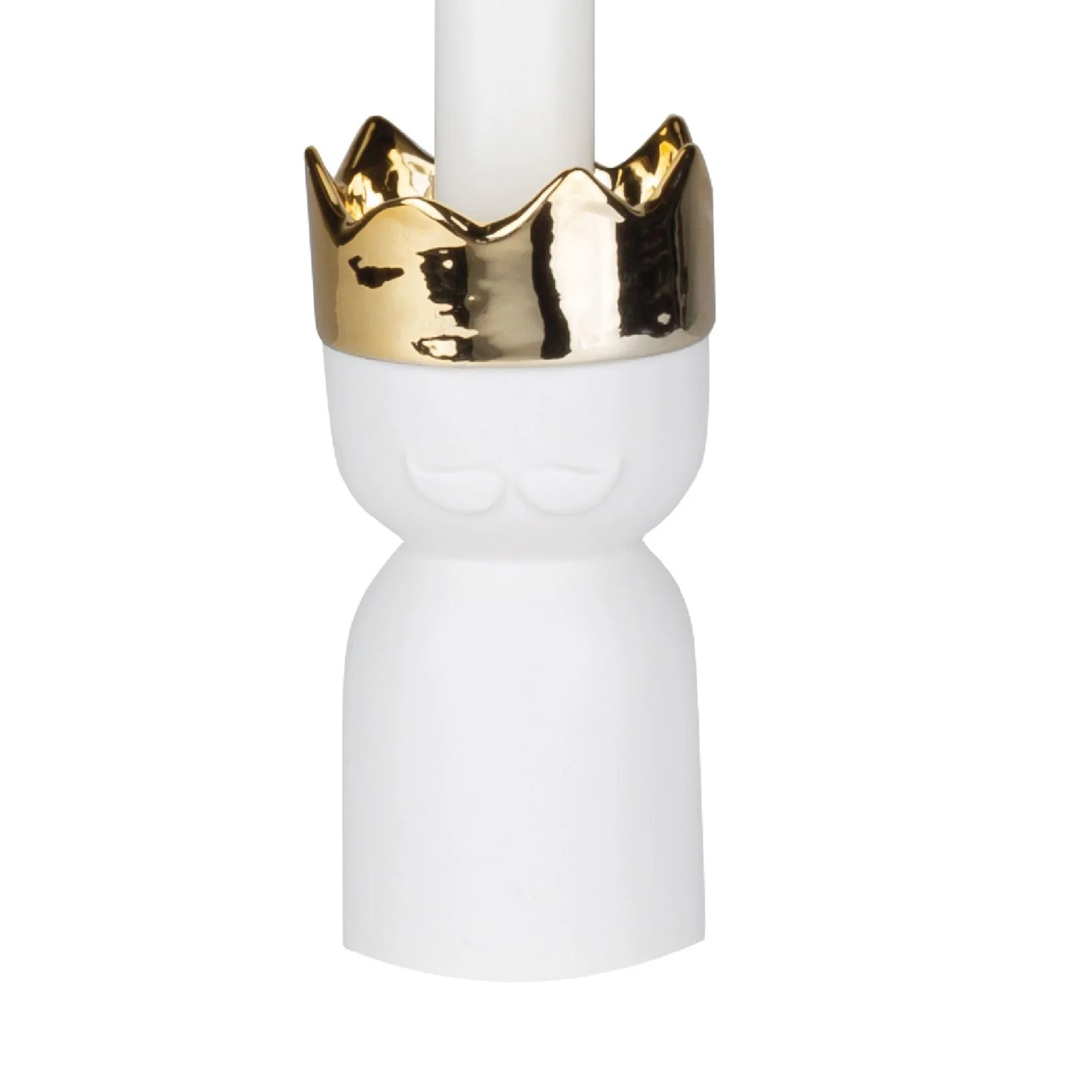 Caspar Candlestick Holder | White/Gold | 12cm - Image 3