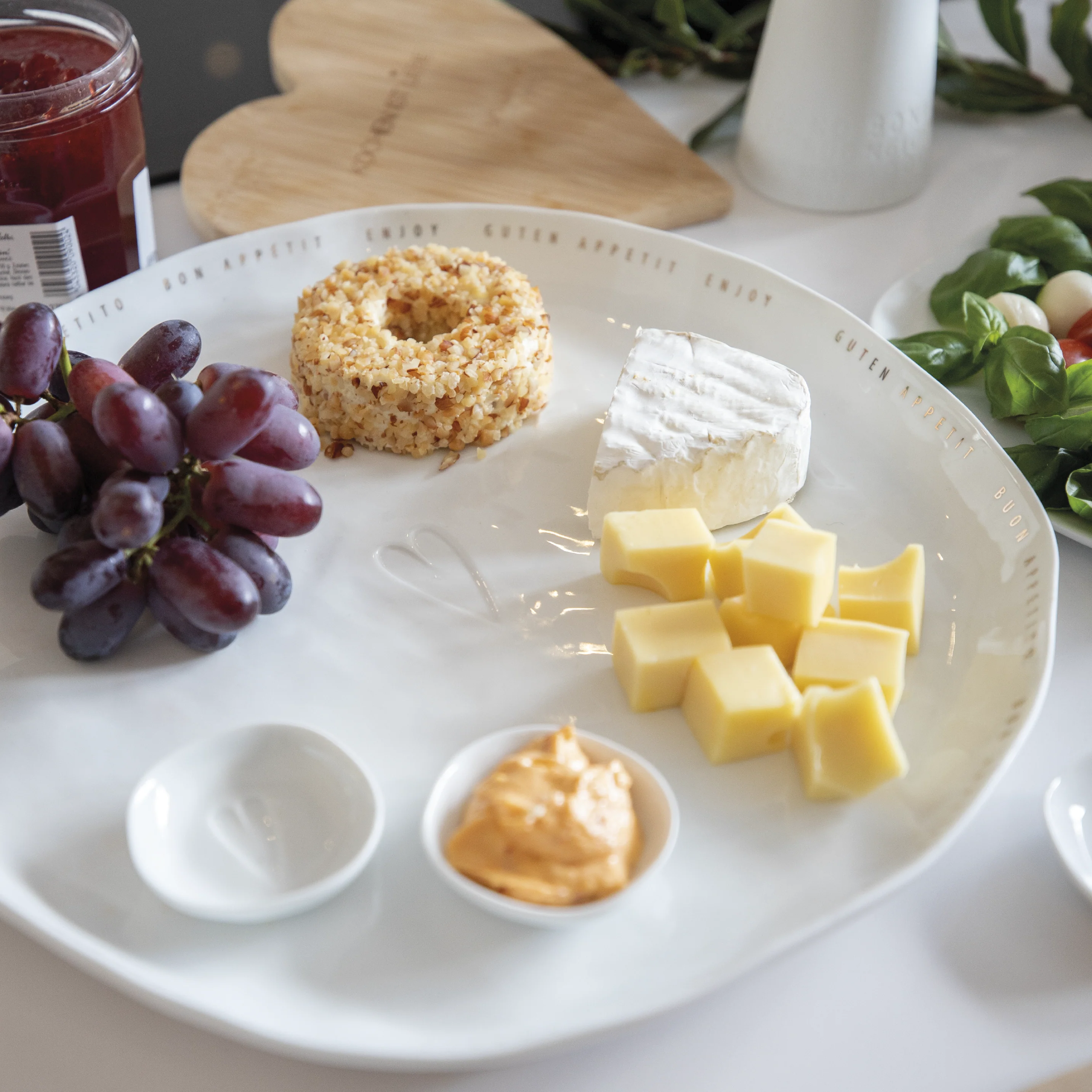 Heart Embossed Dip Bowls with Wooden Base | Bon Appetit Collection | Set of 3 - Image 2