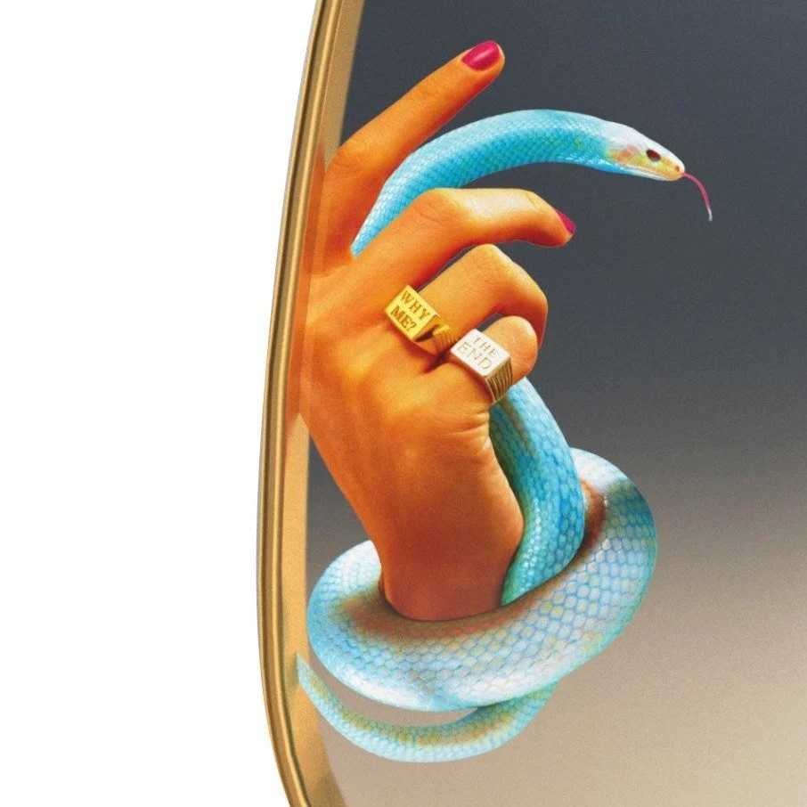 Gold Frame Mirror | Toiletpaper | Hands with Snakes | Medium - Image 2