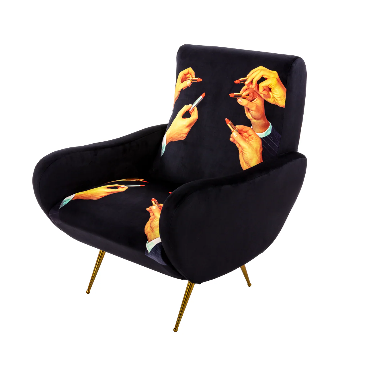 Lipsticks Padded Armchair | Seletti Wears Toiletpaper | Black - Image 3