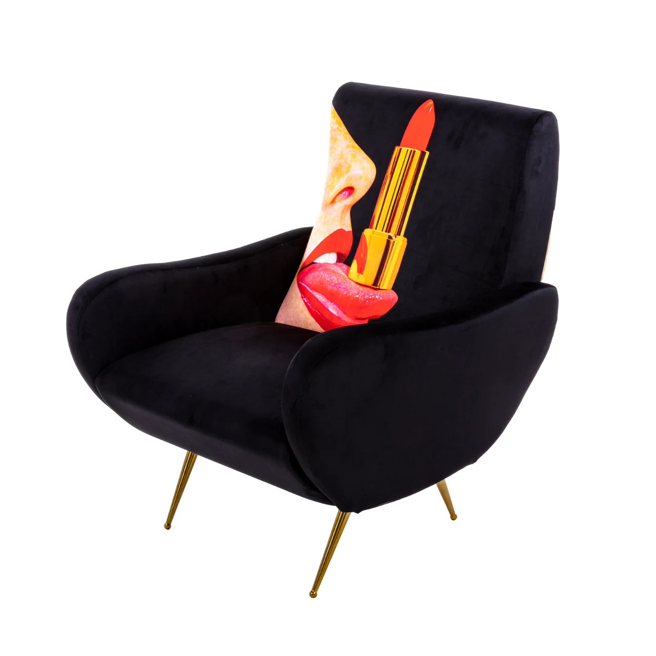 Tongue Padded Armchair | Seletti Wears Toiletpaper | Black - Image 3