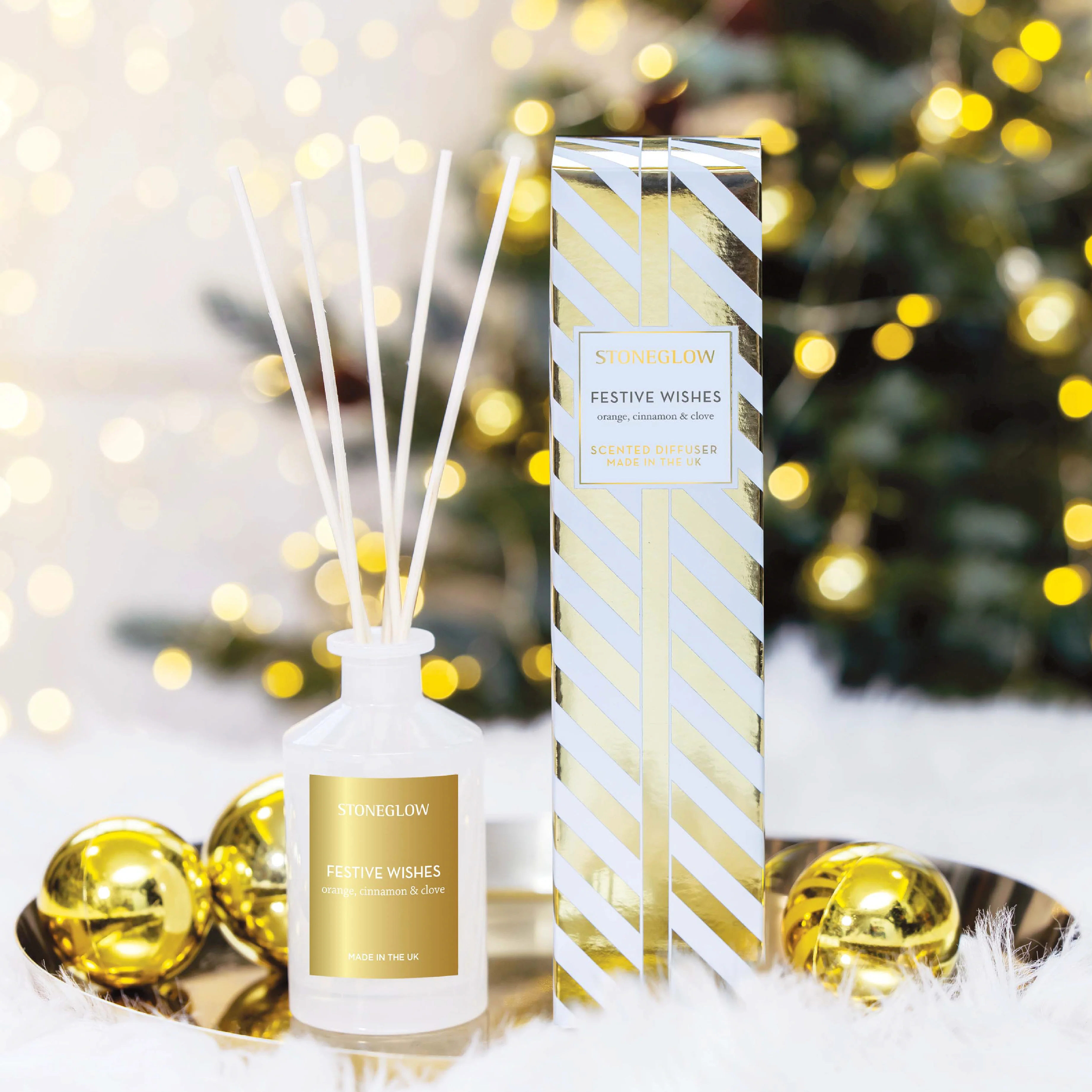 Festive Wishes Reed Diffuser | Orange, Cinnamon & Clove | 100ml - Image 2