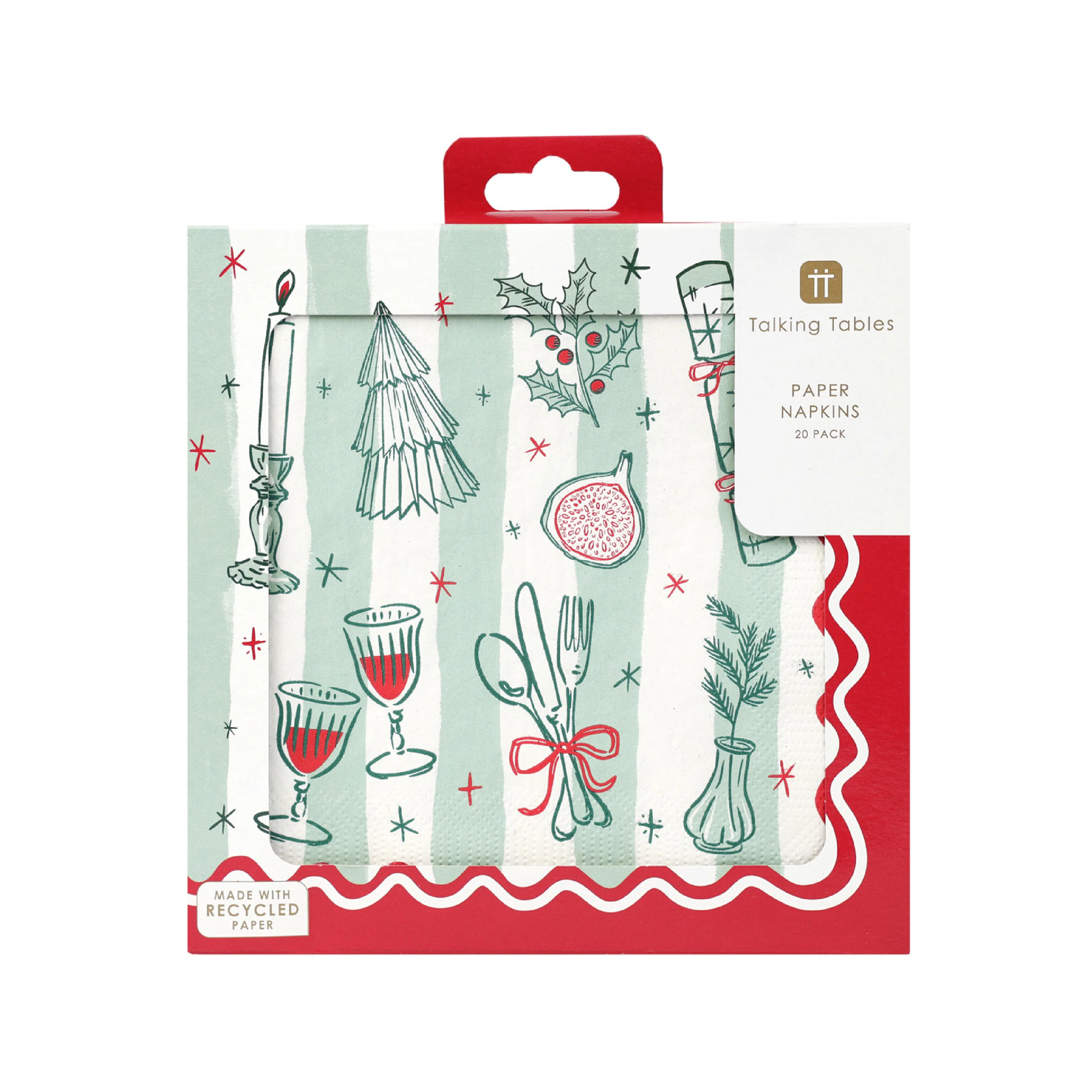 Bon Noel Christmas Icons Napkins | Red, Green & White | Set of 20 - Image 3