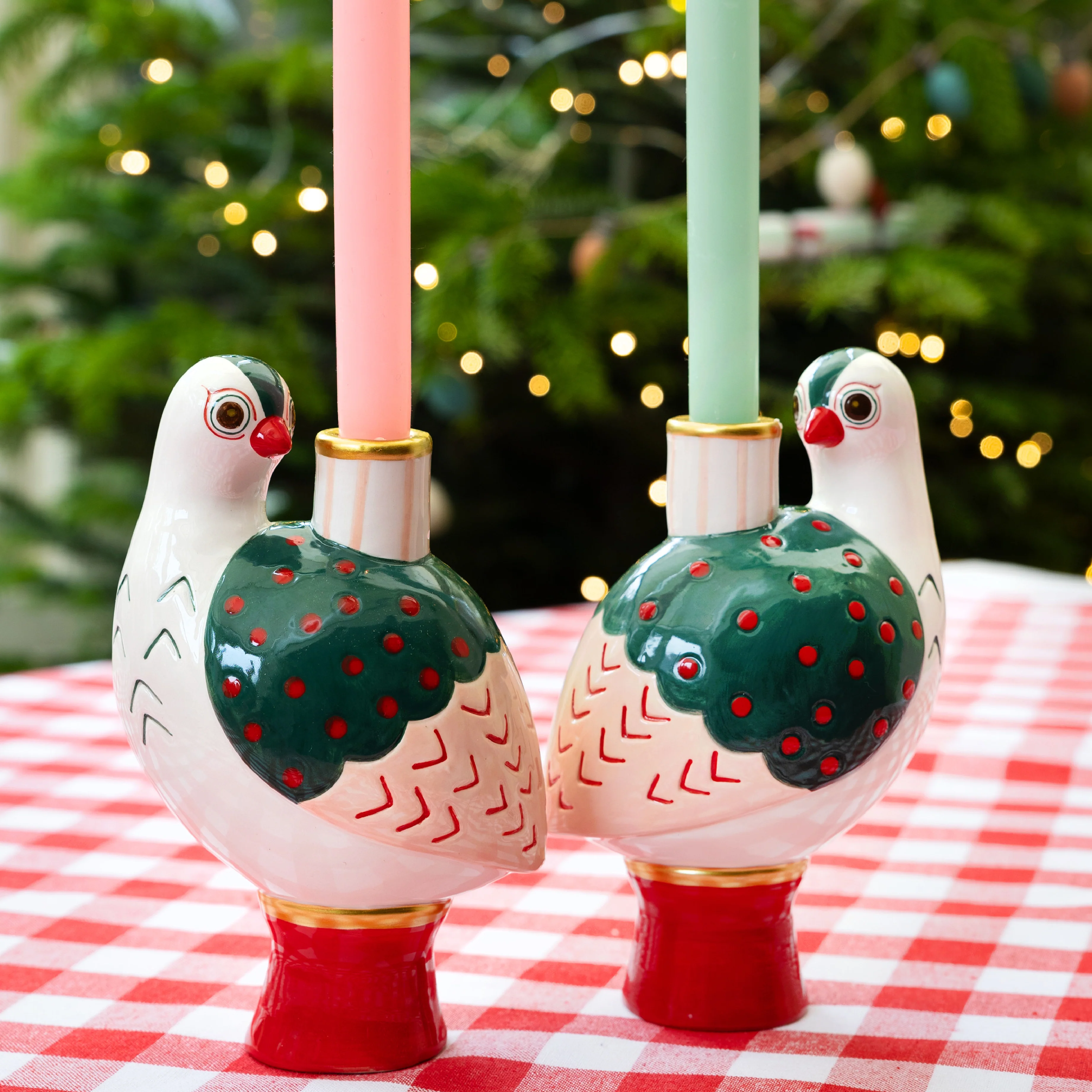 Festive Bird Taper Candle Holder | 20cm - Image 2