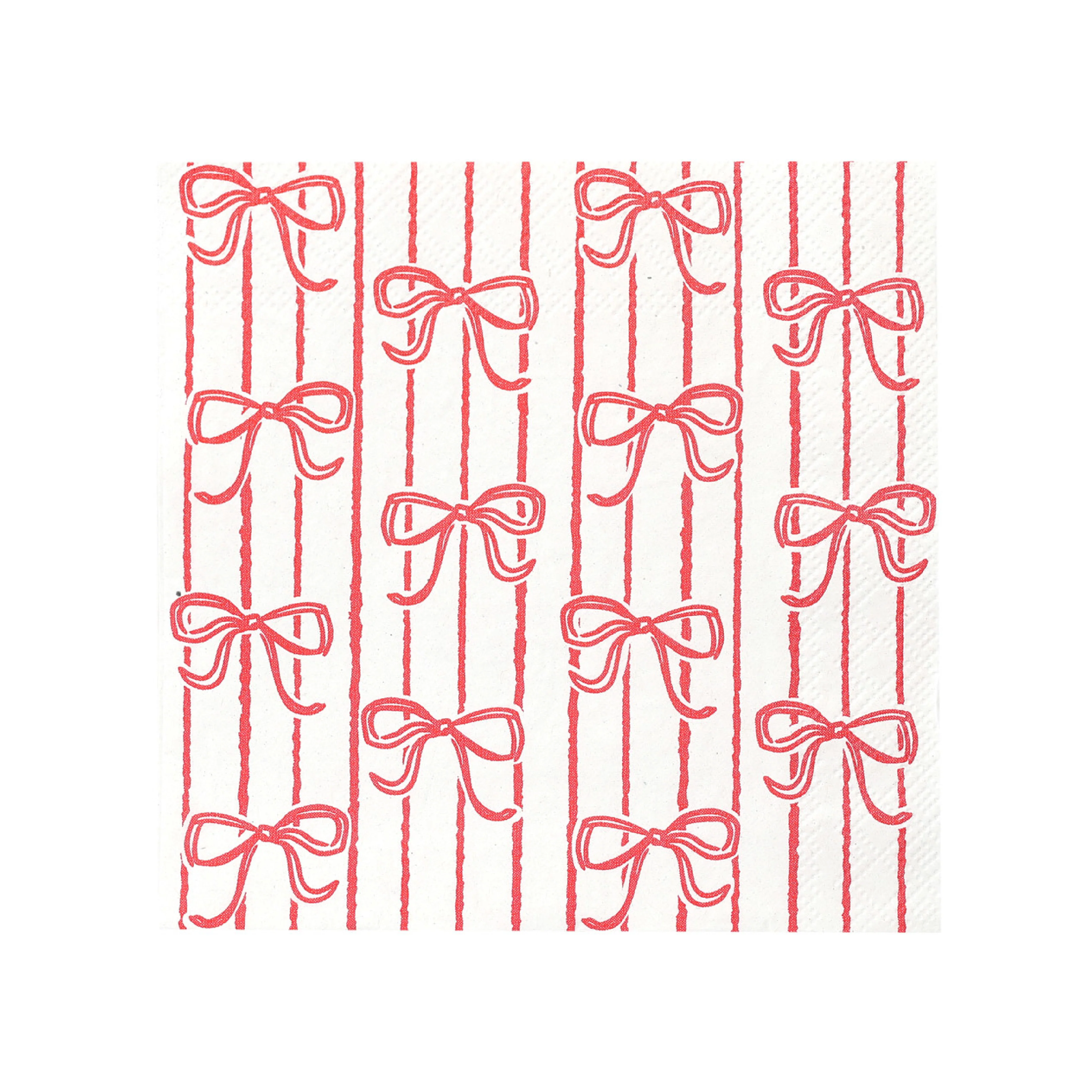 Festive Bow Napkins | Red & White | Set of 20