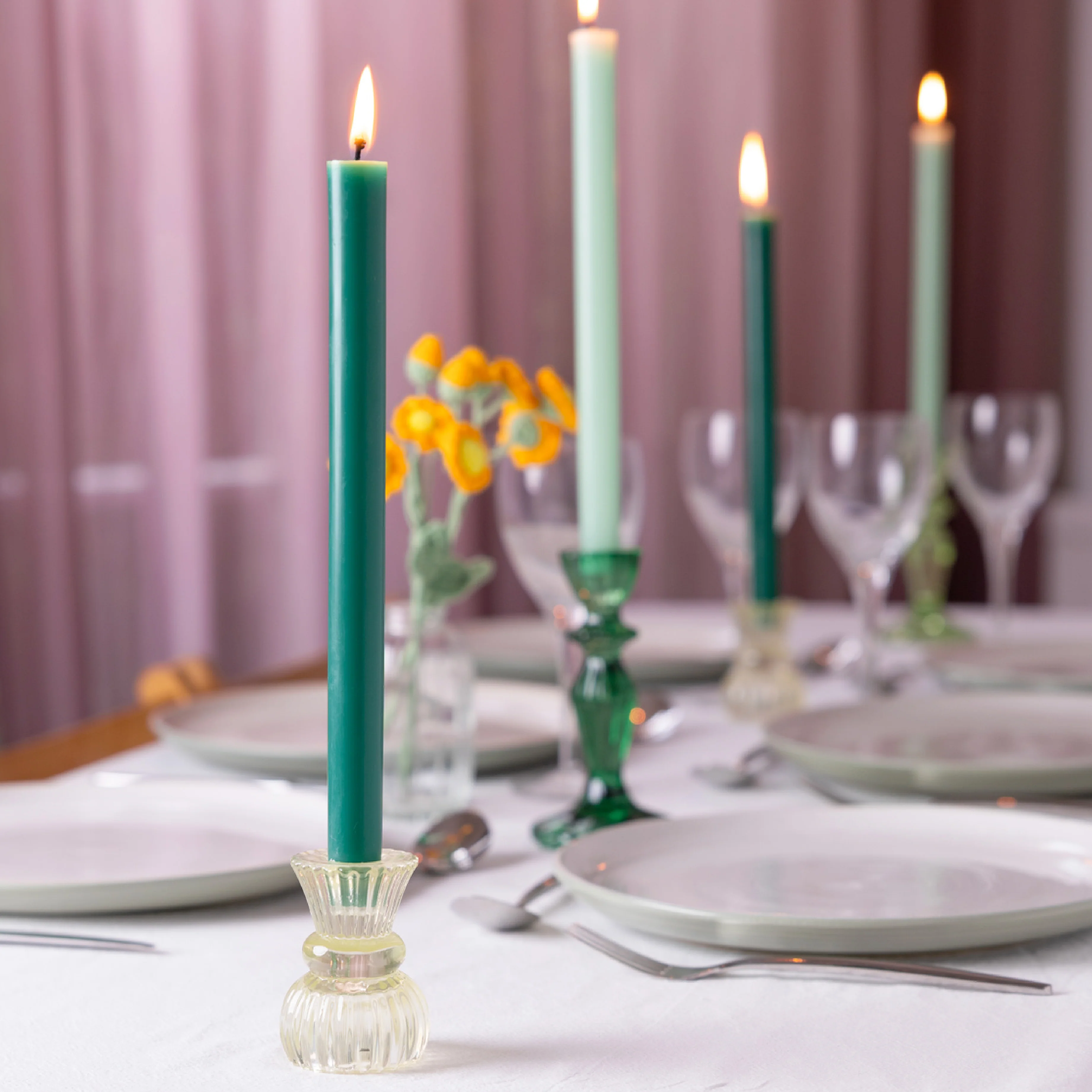 Festive Taper Candle | Green | 28cm - Image 2