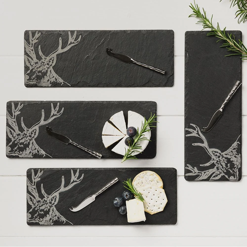 Mini Stag Cheese Board & Knife Set | Natural Slate - Image 3
