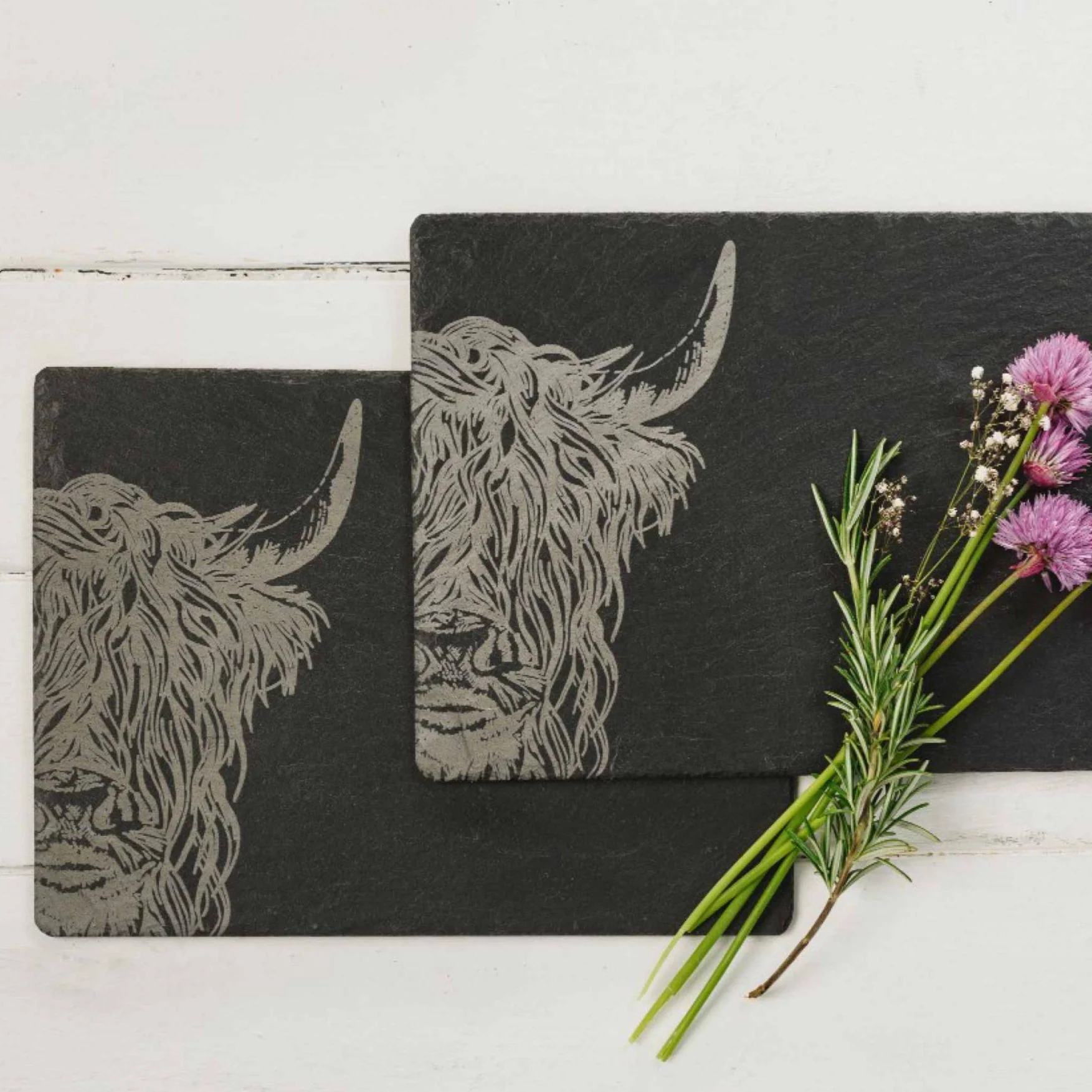 Rectangular Tablemats | Etched Highland Cow | Set of 2 - Image 2