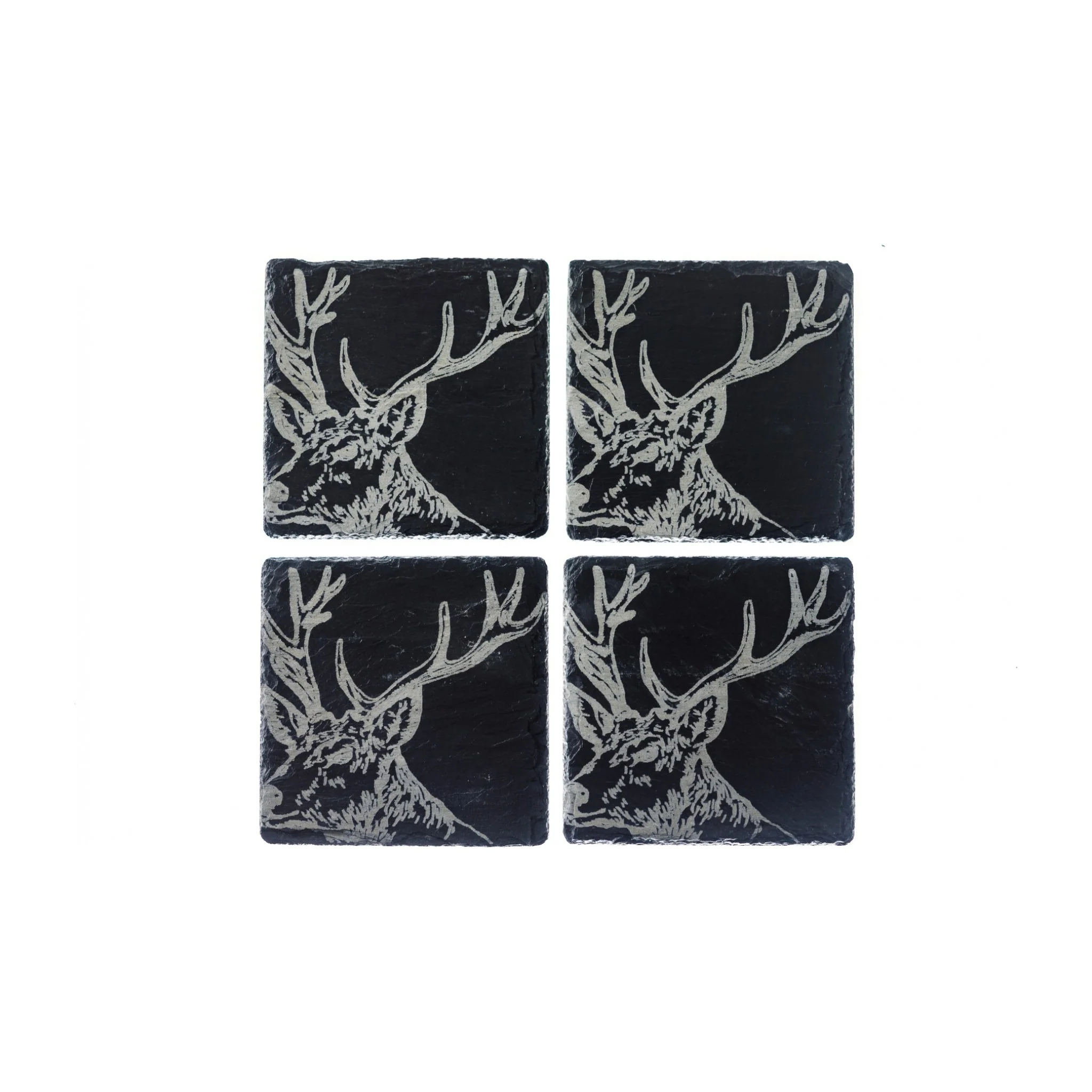 Square Coasters | Etched Stag | Set of 4 - Image 3