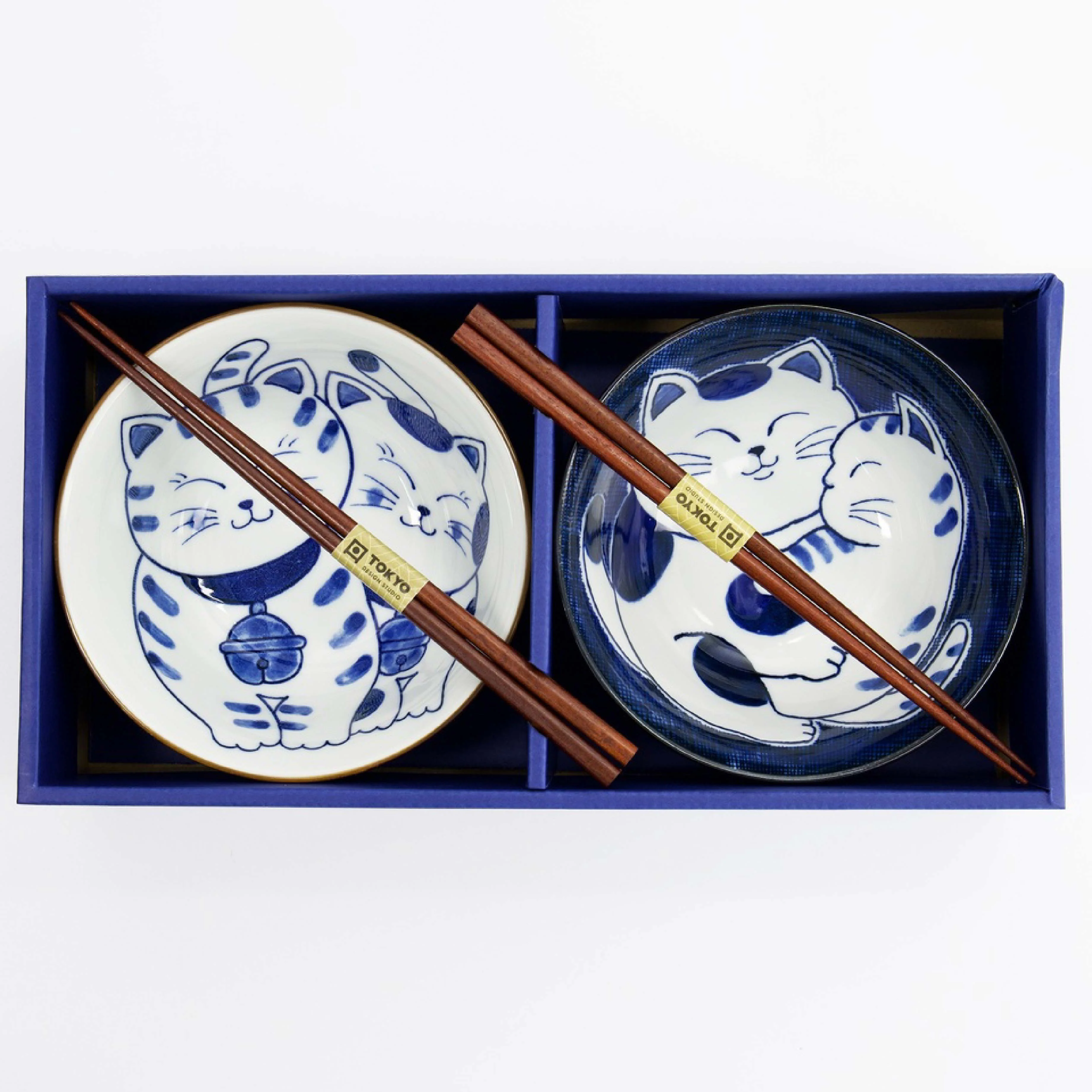 Kawaii Cat Couple Tayo Bowl & Chopsticks Set | 4 Piece - Image 3