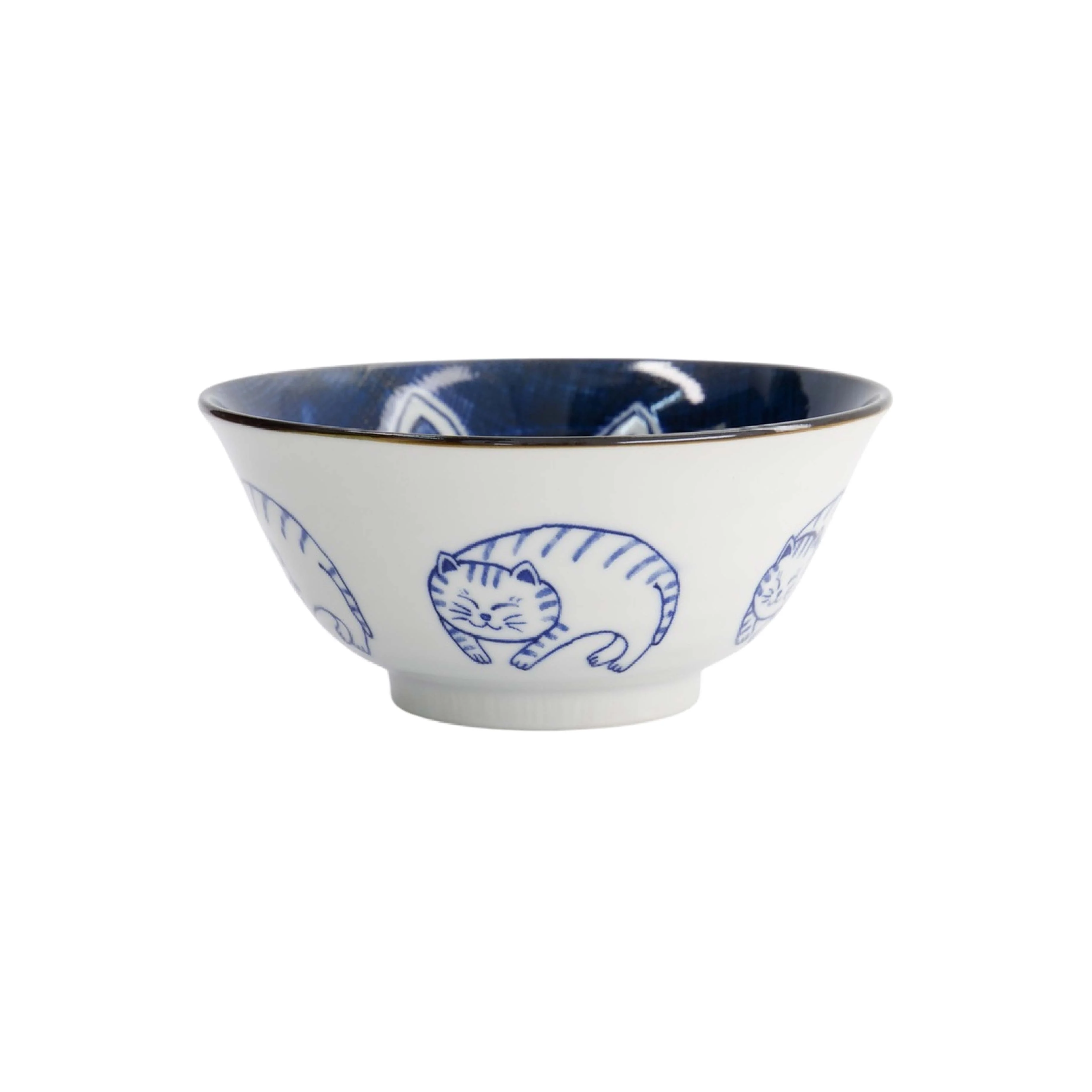 Kawaii Cuddling Cats Tayo Bowl | Blue & White | 15cm - Image 4