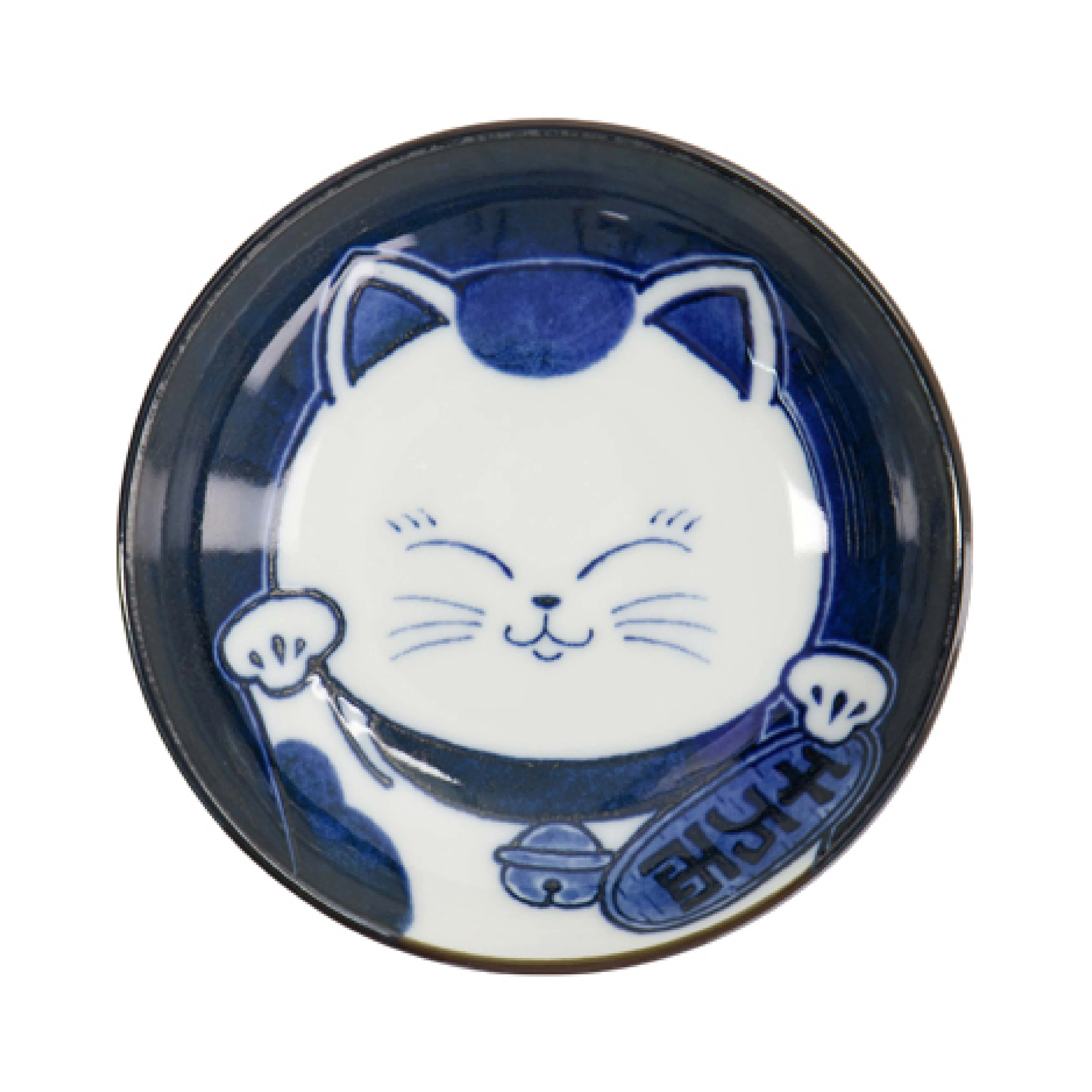 Kawaii Lucky Cat Sauce Bowl | Blue & White | 10cm - Image 2