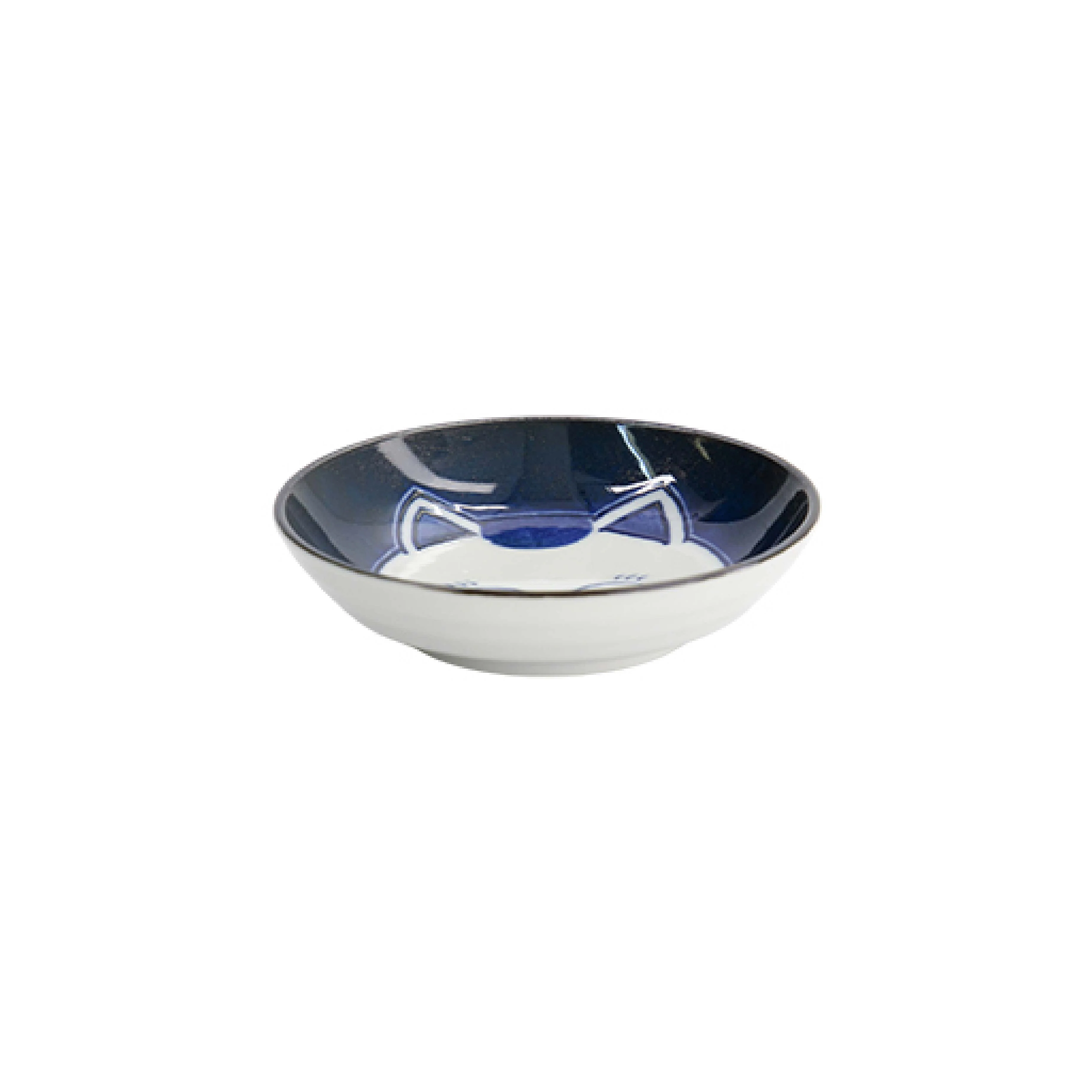 Kawaii Lucky Cat Sauce Bowl | Blue & White | 10cm - Image 4